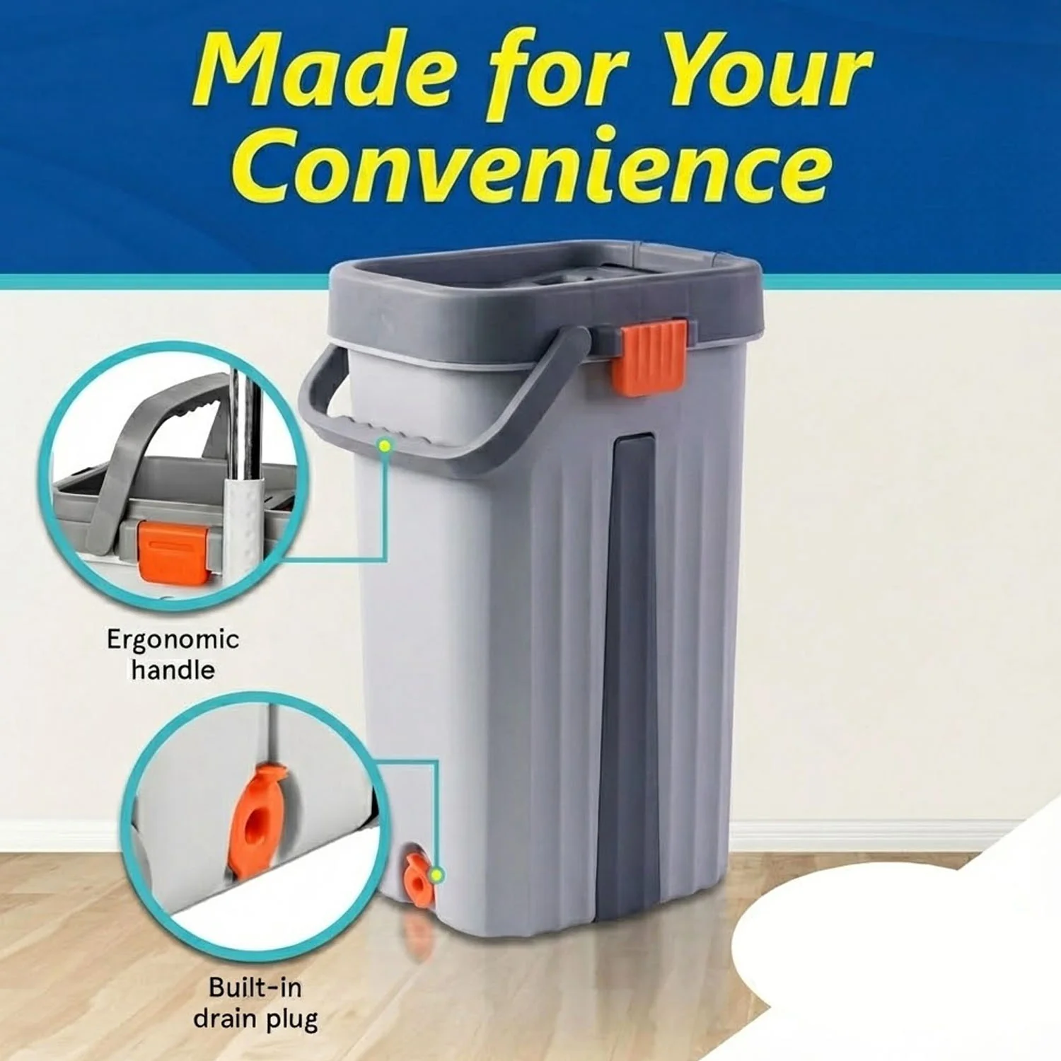 Small Size Multipurpose Flat Mop Cleaning Bucket Set - Image 9
