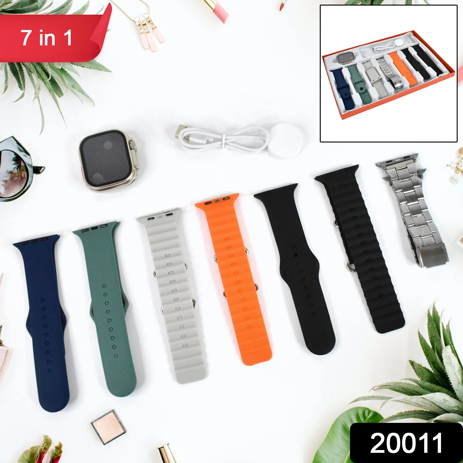 7 in 1 Ultra Smart watch Combo (1 Set / Mix Color) - Image 2
