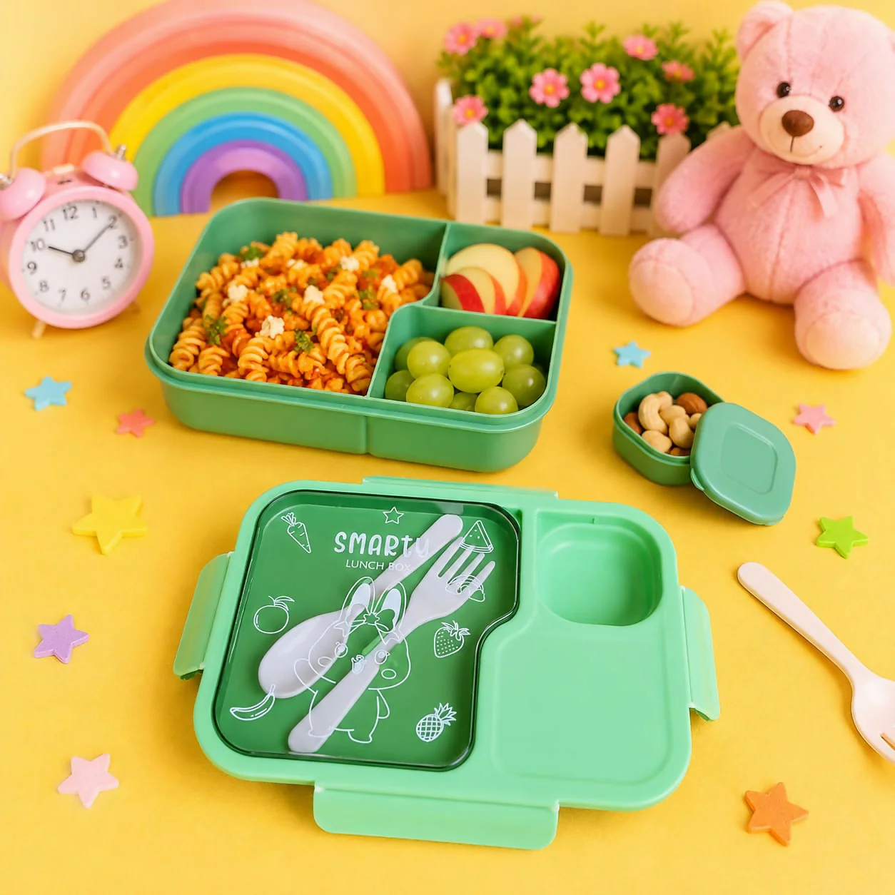 Smarty Kids Lunch Box with Snack Container Spoon Fork for School - Image 4
