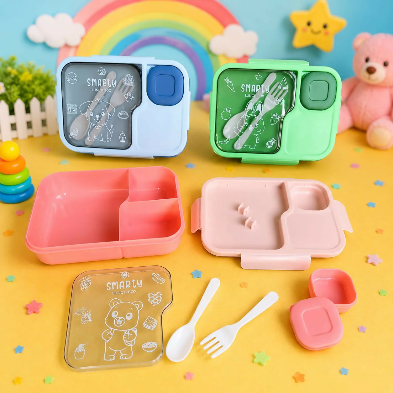 Smarty Kids Lunch Box with Snack Container Spoon Fork for School - Image 5