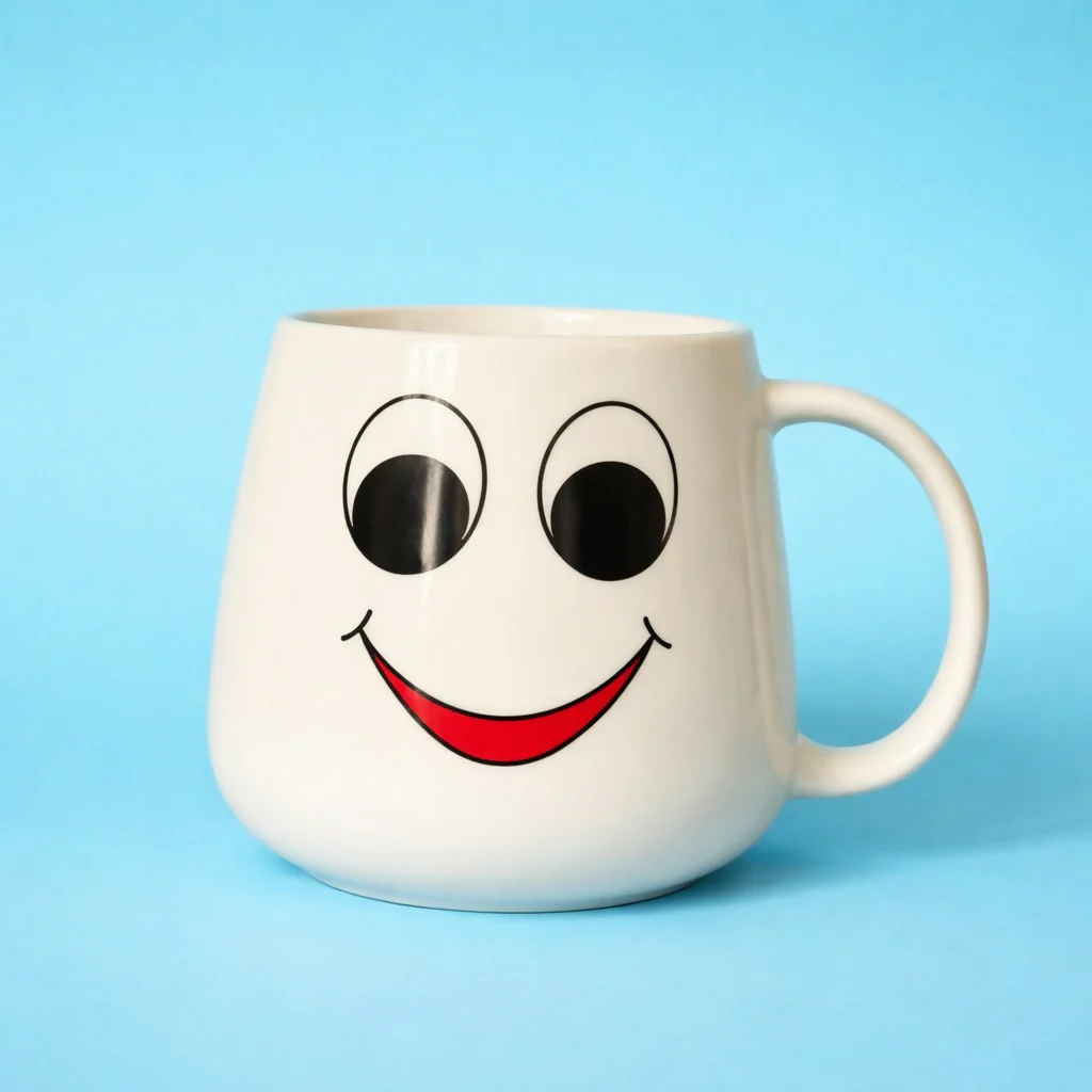 Smiley Face Printed Ceramic Coffee Mug Cute Tea Cup (Design may vary) - Image 2
