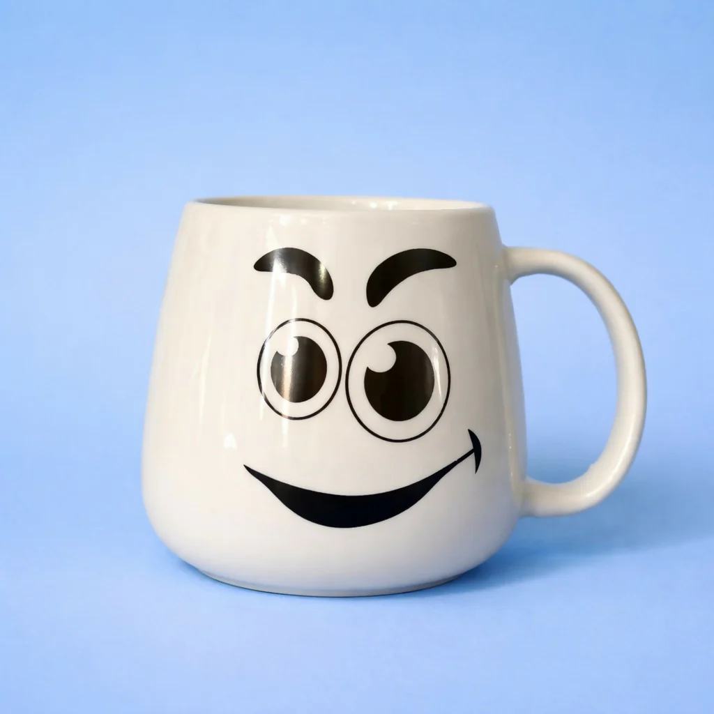Smiley Face Printed Ceramic Coffee Mug Cute Tea Cup (Design may vary) - Image 3