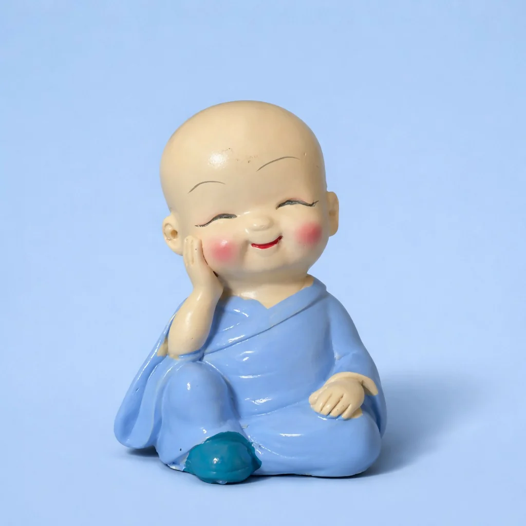 Smiling Monk Showpiece Cute Baby Buddha Desk Decor Figurine - Image 3