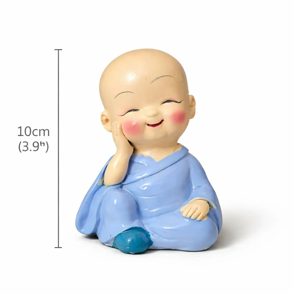Smiling Monk Showpiece Cute Baby Buddha Desk Decor Figurine - Image 5