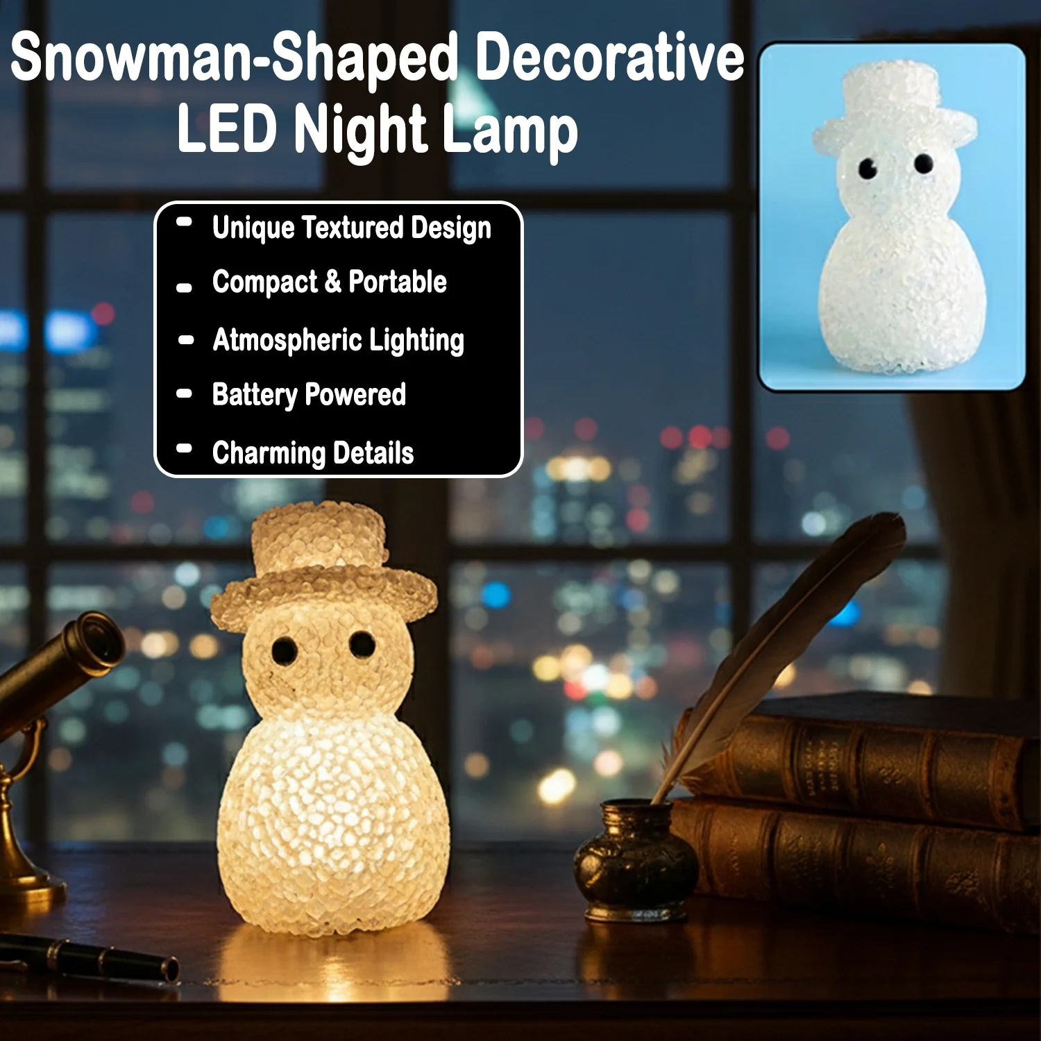 Snowman-Shaped Decorative LED Night Lamp (1 Pc) - Image 4