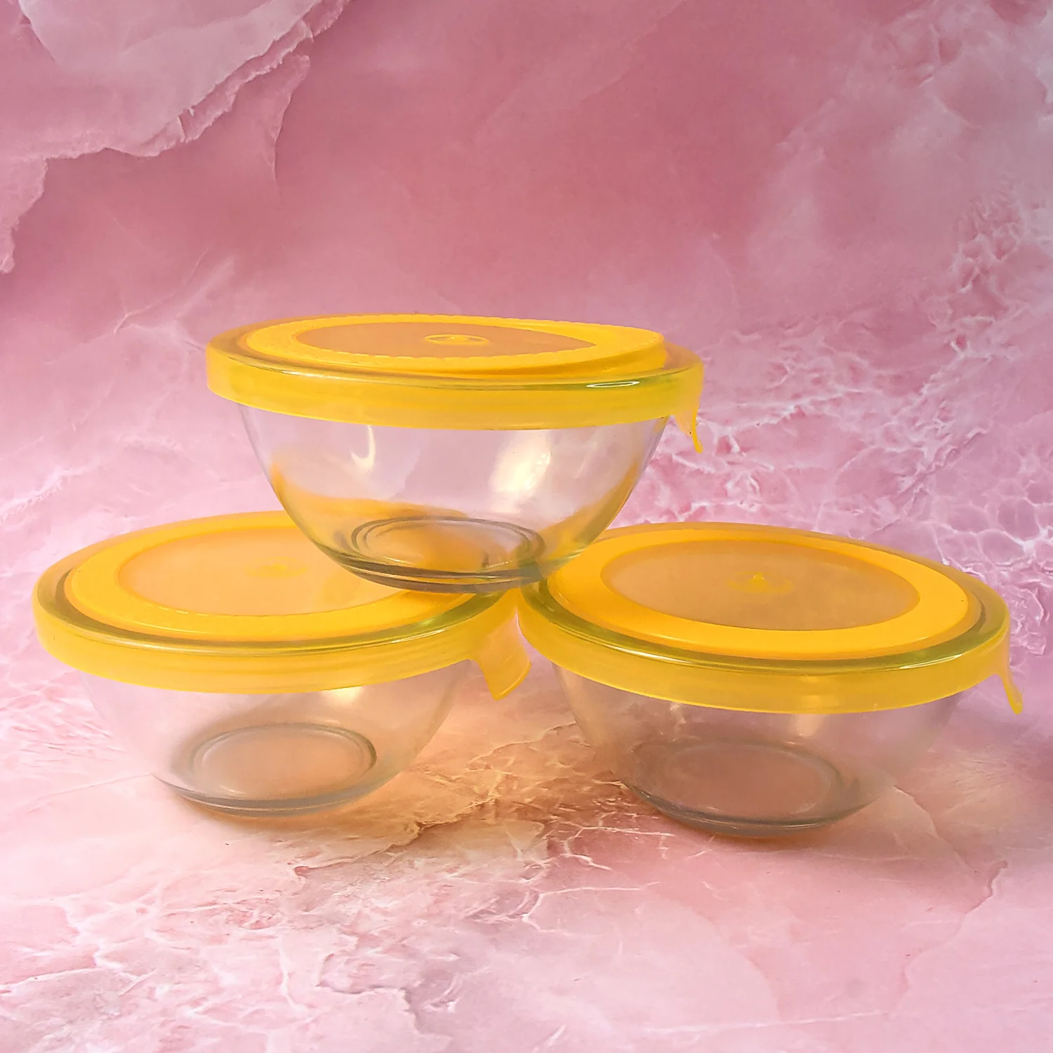 Dazzle Glass Bowl Set Mixing / Storage Bowls with Lids (3 pcs Set) - Image 5
