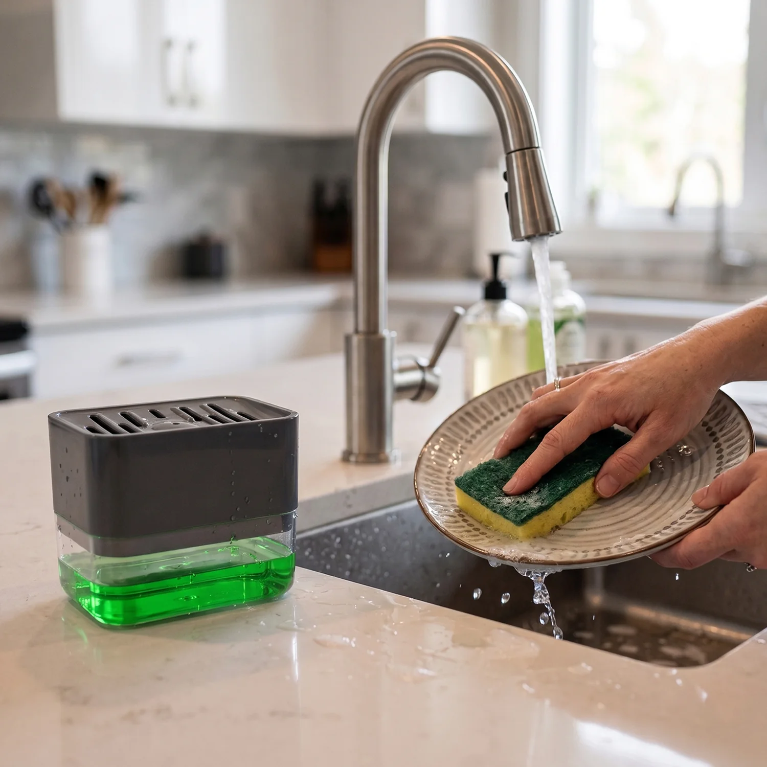 Soap Dispenser with Sponge Holder (1 Set) - Image 4
