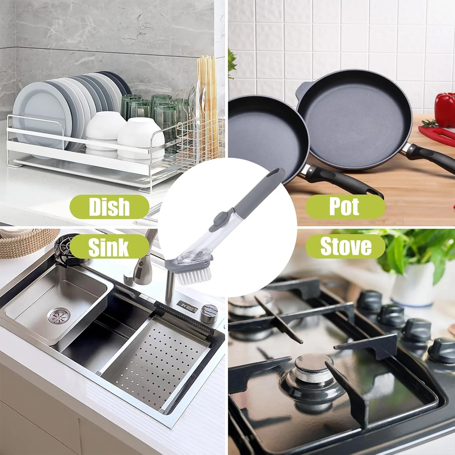 2 in 1 Soap-Dispensing Dish Brush - (Set) - Image 6