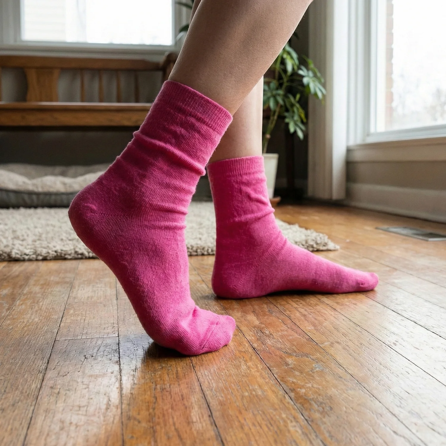 Soft Cotton Pink Socks for Women (1 Pair / Mix Color) - Image 4
