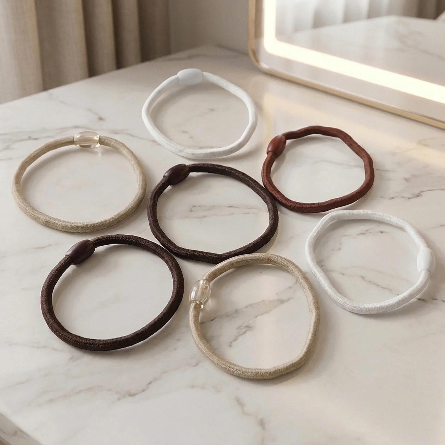 Soft Elastic Hair Rubber Bands Set (32 Pc Mix Color) - Image 7