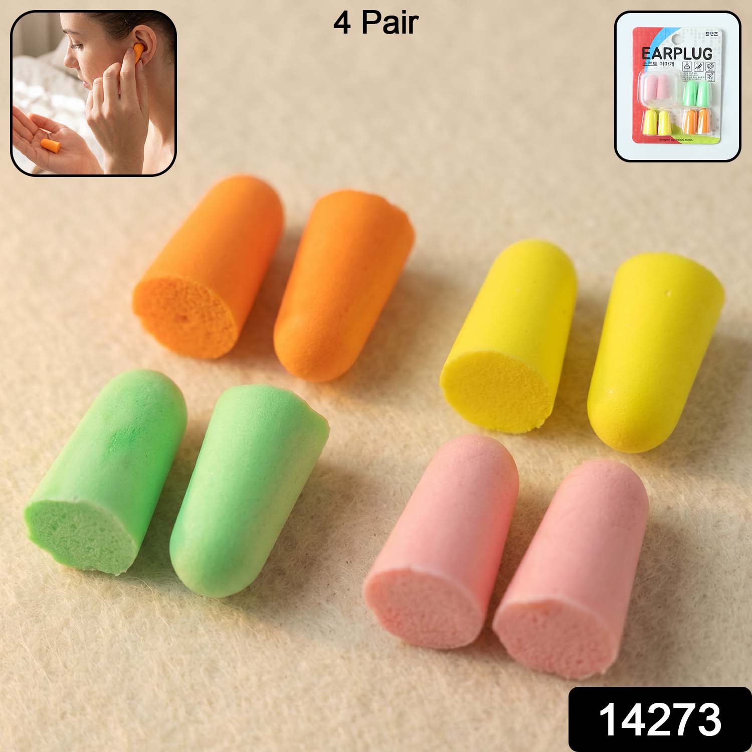 Soft Foam Earplugs 4 Pair for Noise Reduction, Comfortable Fit for Sleeping - Image 2