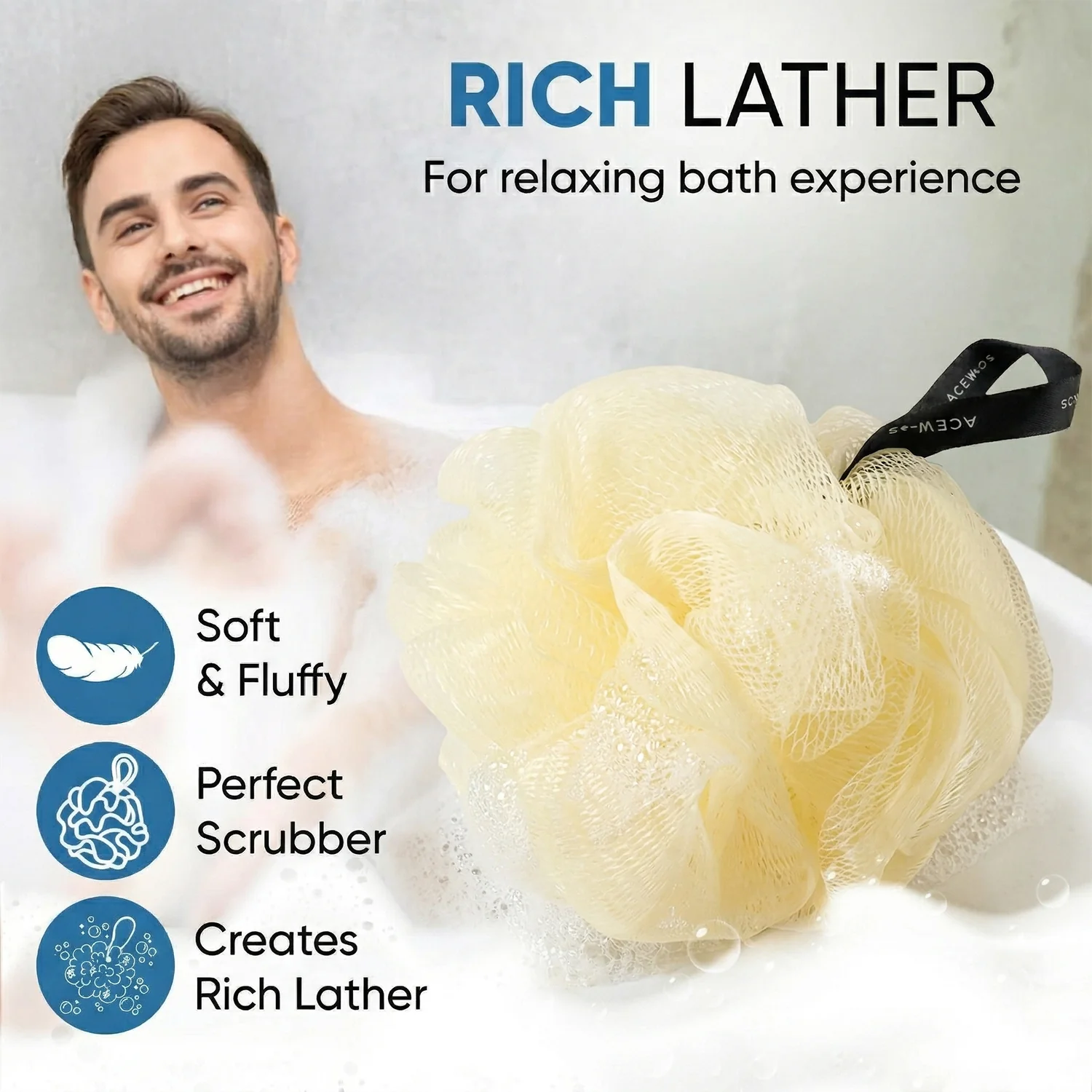 Soft Mesh Bath Loofah Scrubber (1 Pc) - Image 7