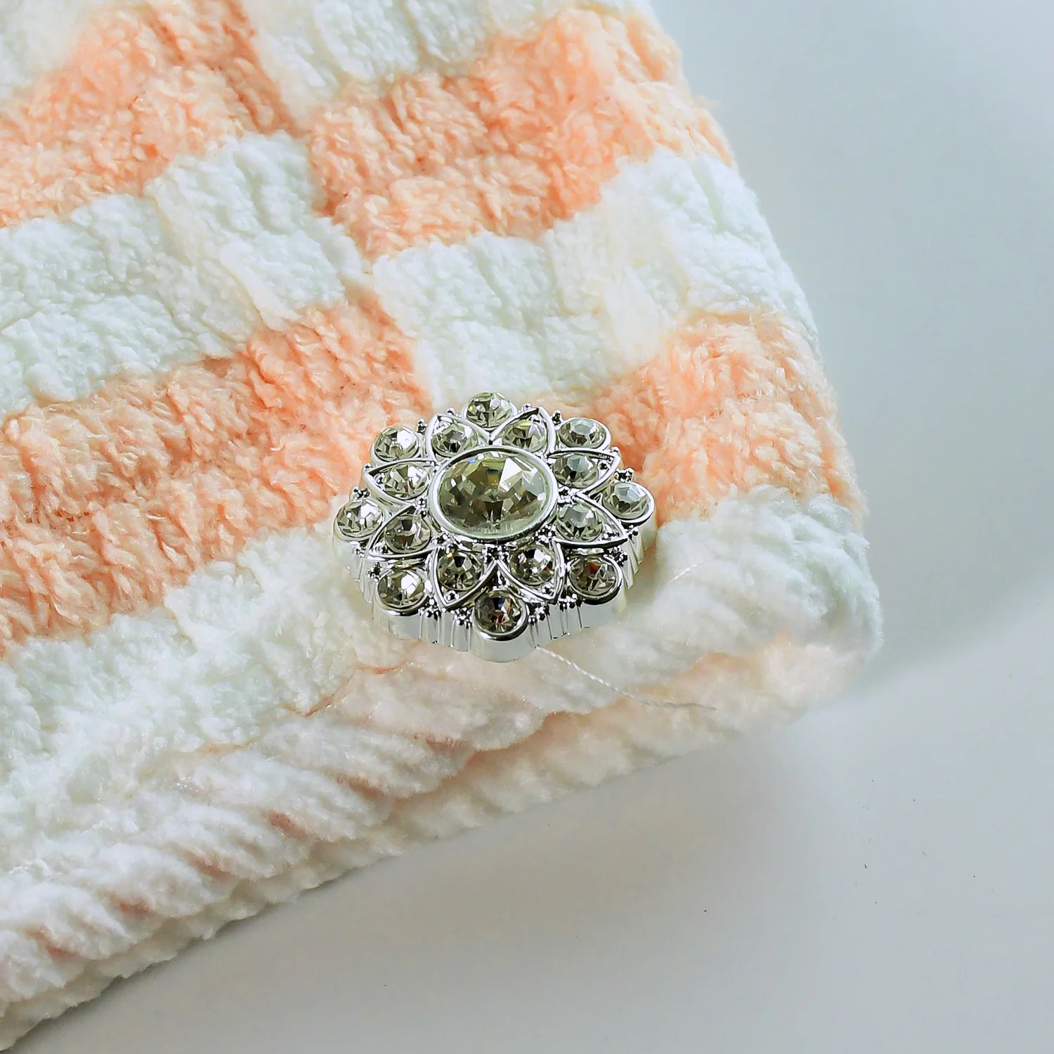 Soft Microfiber Hair Drying Towel Wrap with Cute Teddy Bear Button (1 Pc) - Image 7