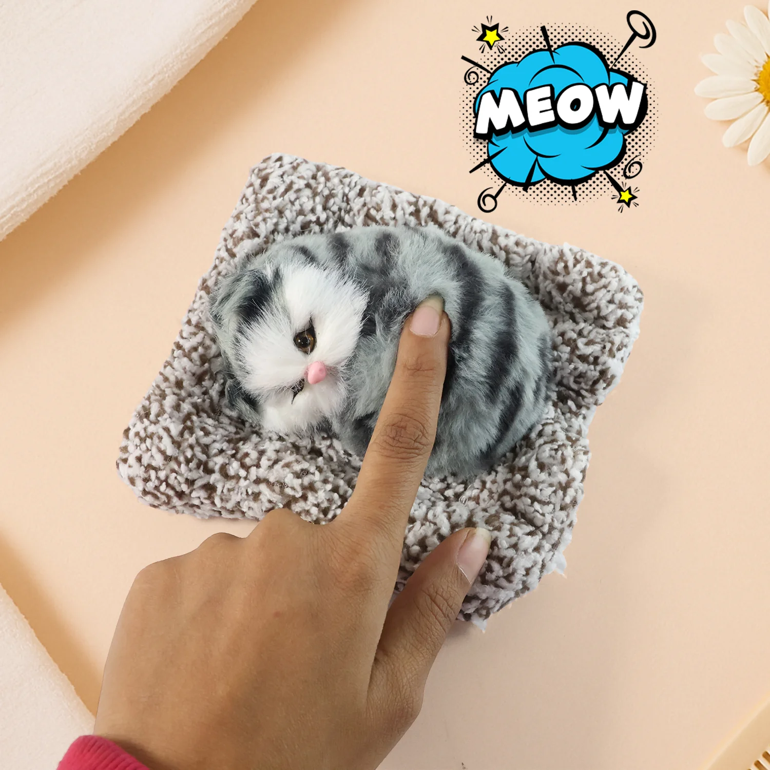 Soft Plush Cute Open-Eye Cat Car Dashboard Showpiece Toy (1 Pc) - Image 4