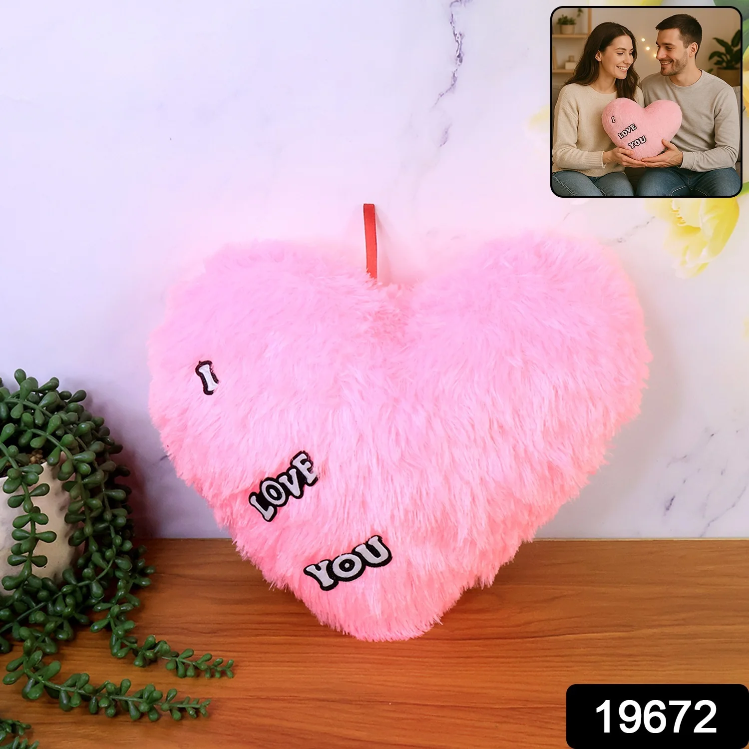 Soft Plush Heart Shape Cushion with "I Love You" (1 Pc) - Image 2