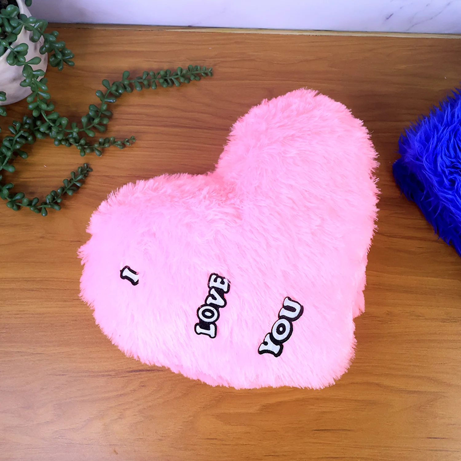 Soft Plush Heart Shape Cushion with "I Love You" (1 Pc) - Image 3