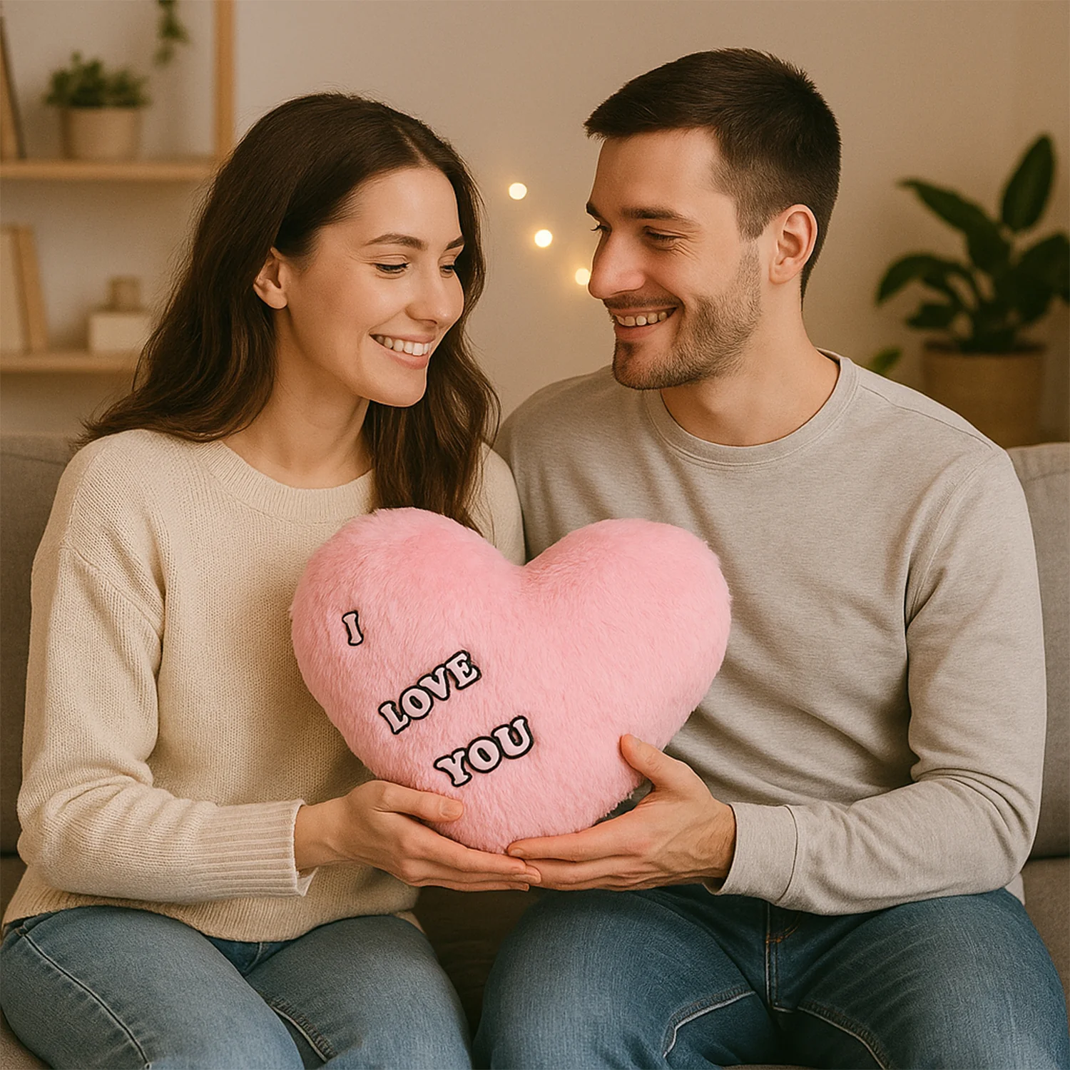 Soft Plush Heart Shape Cushion with "I Love You" (1 Pc) - Image 4