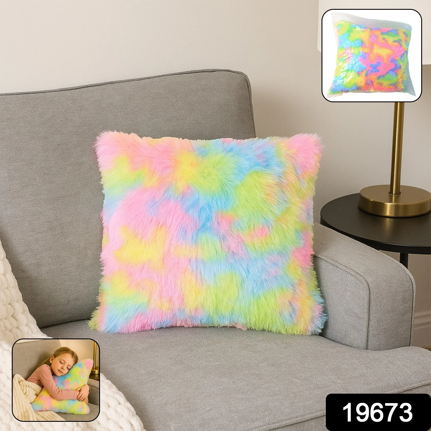 Soft Plush Multicolor Rainbow Cushion Pillow (1 Pc) - Image 2