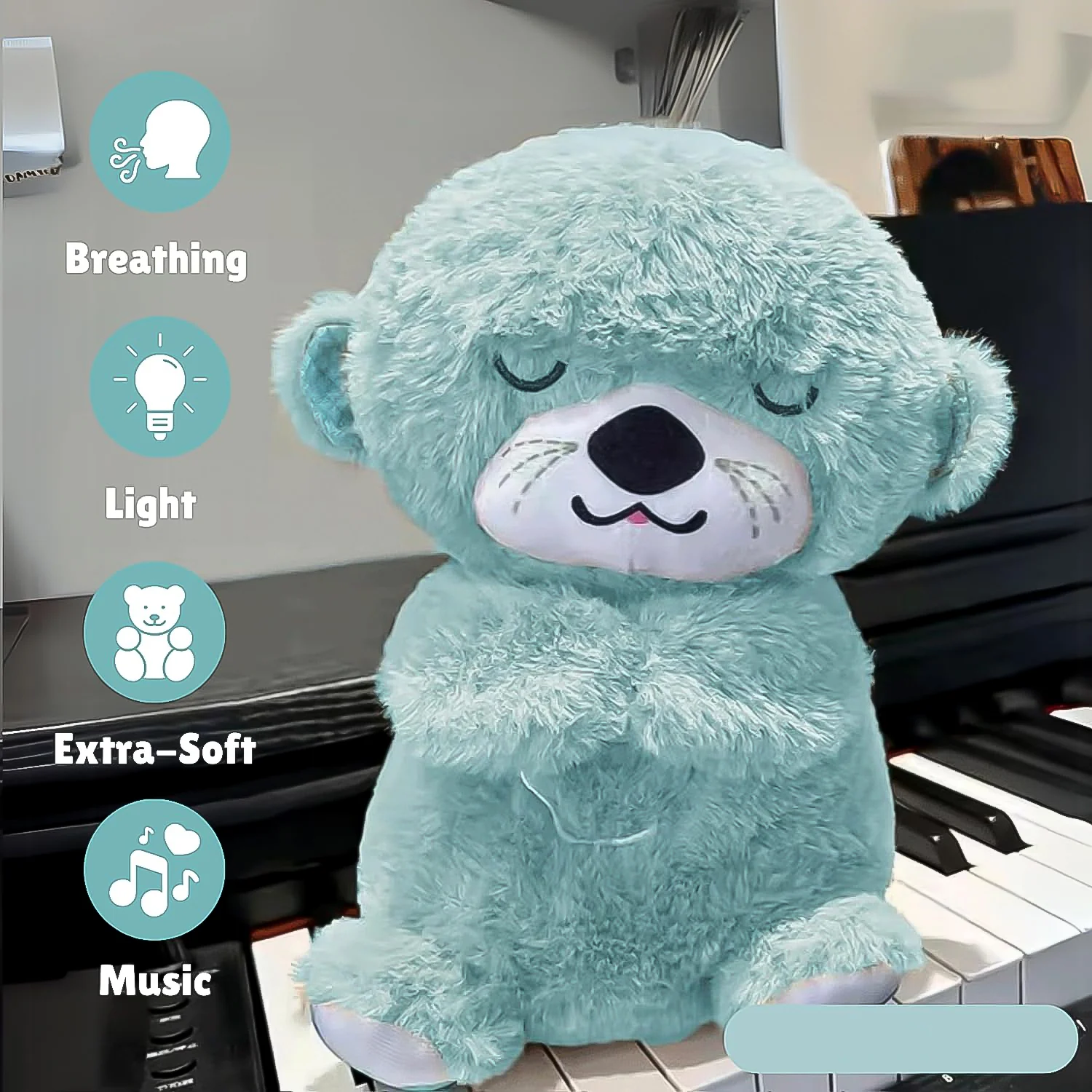 Soft Plush Musical Teddy Bear Toy with LED Light  (1 Pc) - Image 3