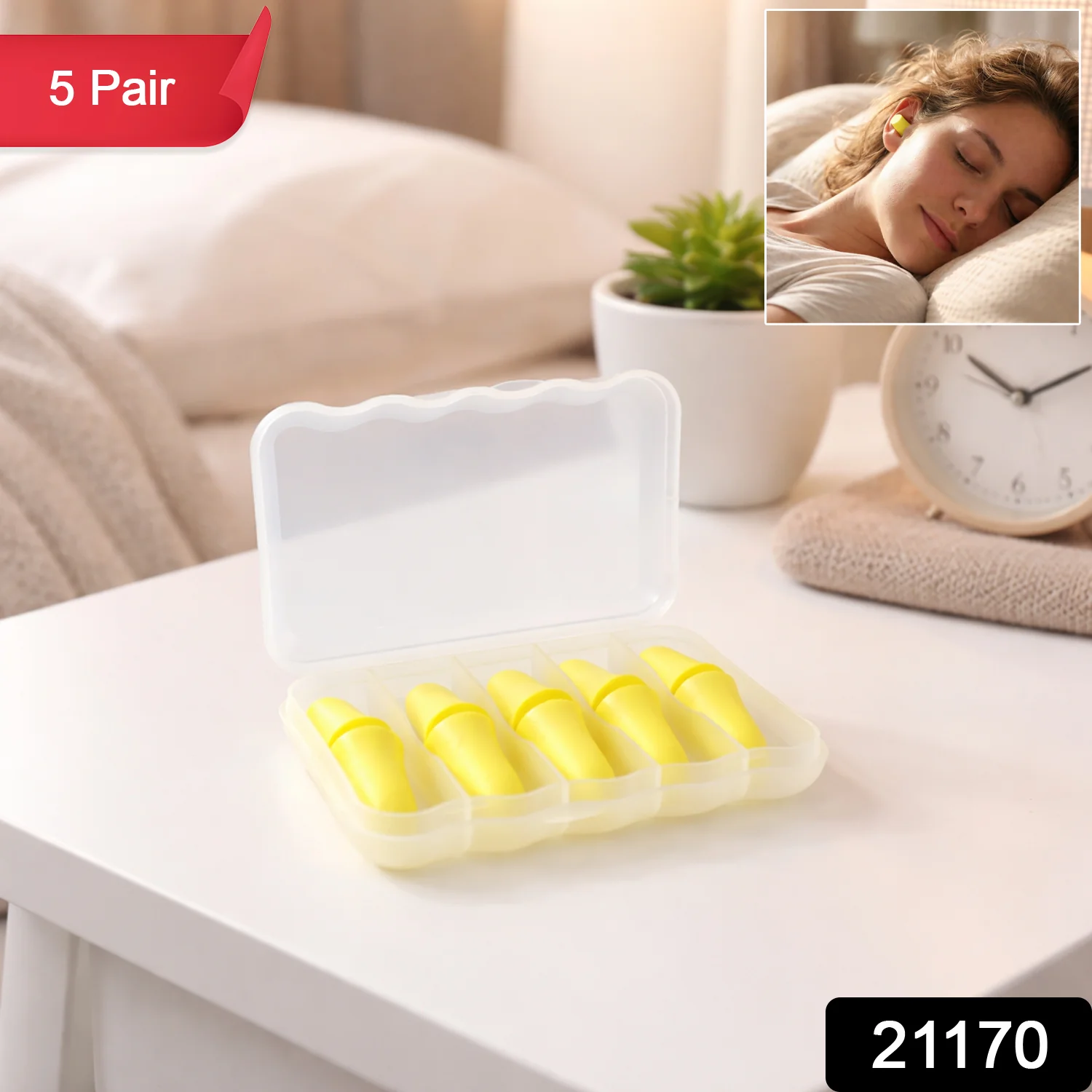 Soft Reusable Foam Ear Plugs with Storage Case (5 Pair) - Image 2
