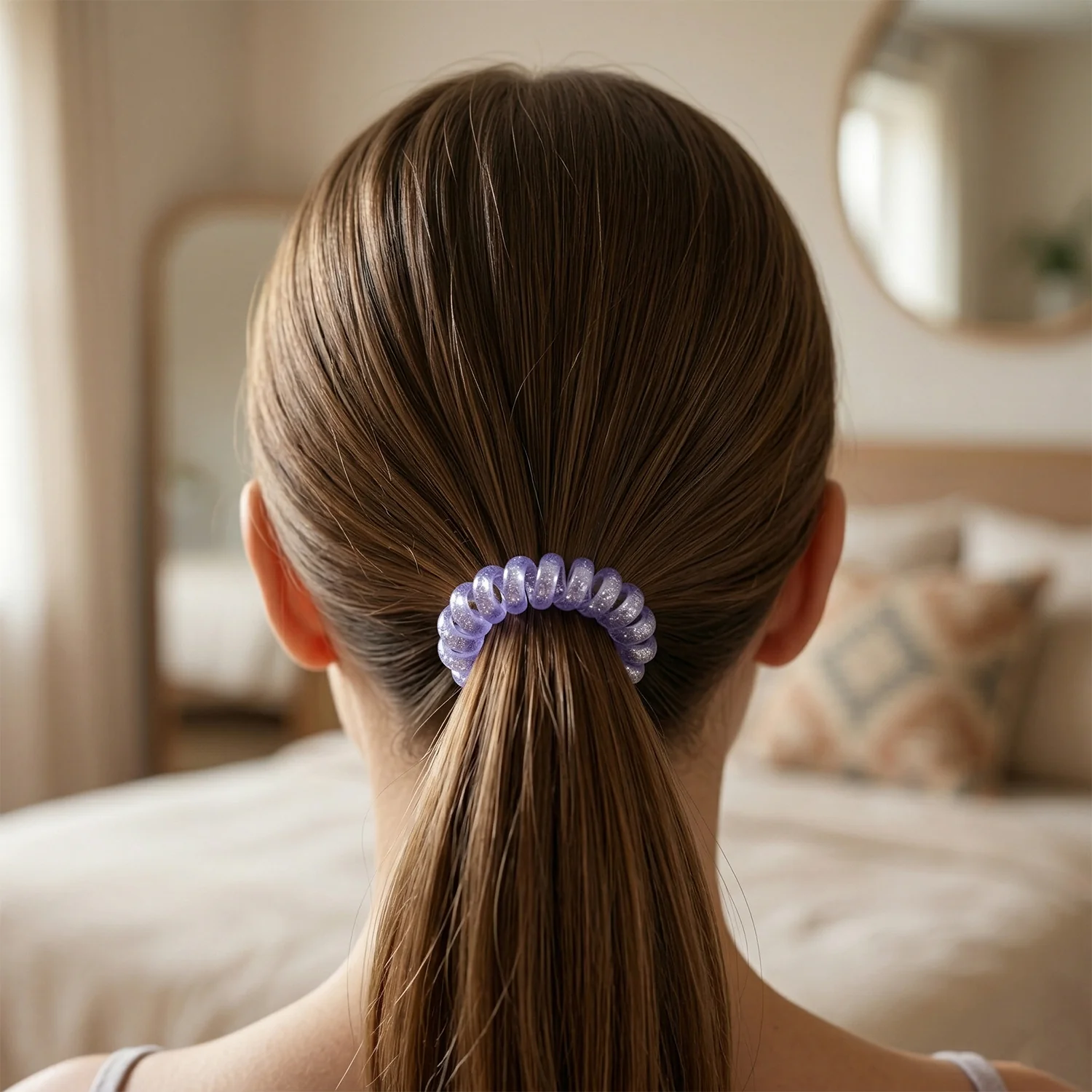 Soft Stretchable Glitter Spiral Coil Hair Bands Set 3 Pc - Image 3