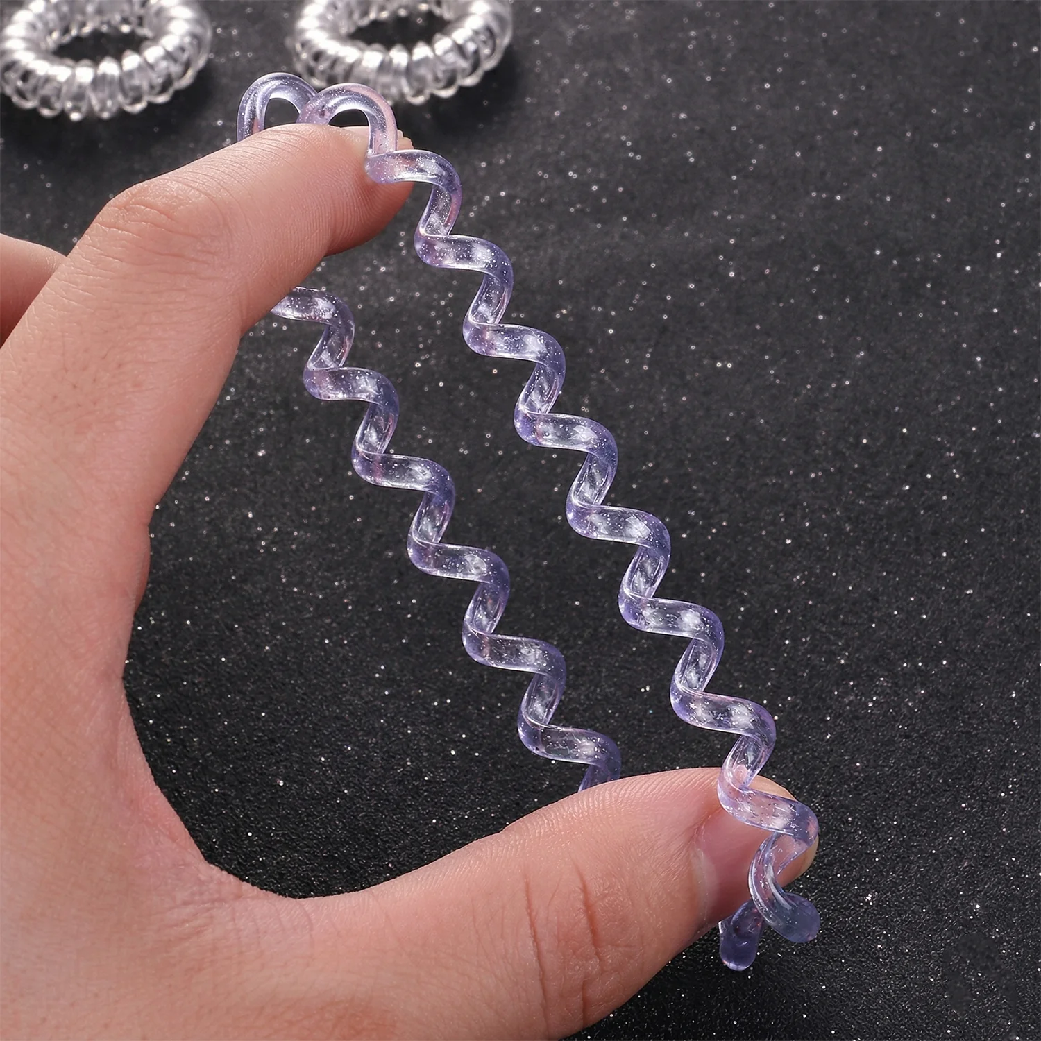 Soft Stretchable Glitter Spiral Coil Hair Bands Set 3 Pc - Image 7