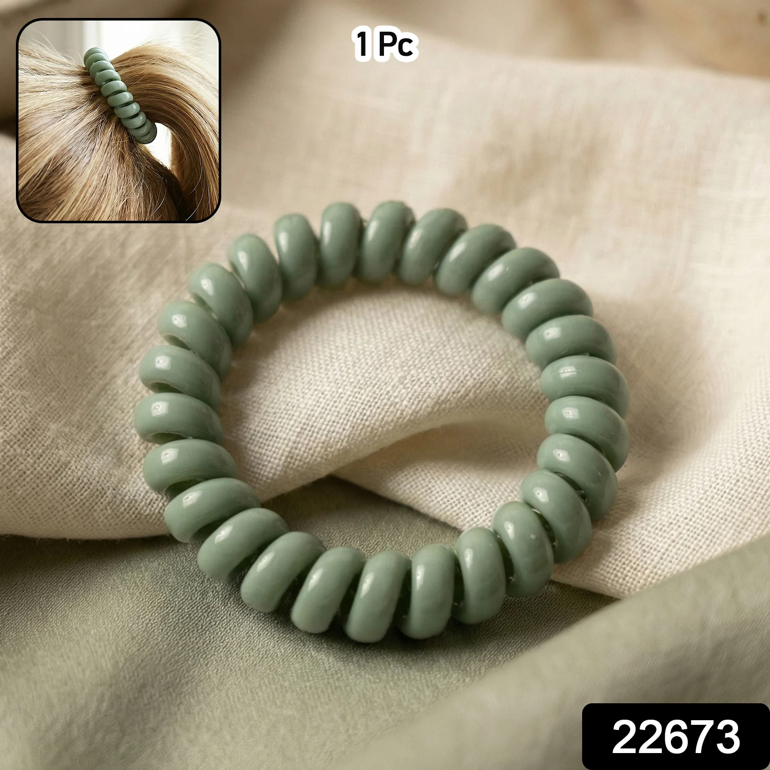 Soft Stretchable Telephone Wire Style Hair Bands Set (1 Pc) - Image 2