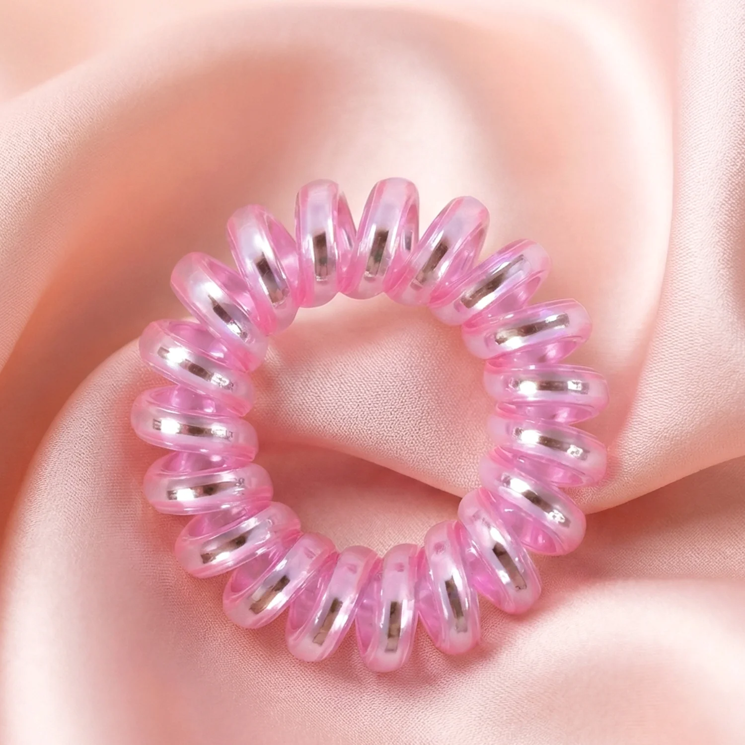 Soft Stretchable Telephone Wire Style Hair Bands Set (1 Pc, Mix Color) - Image 3