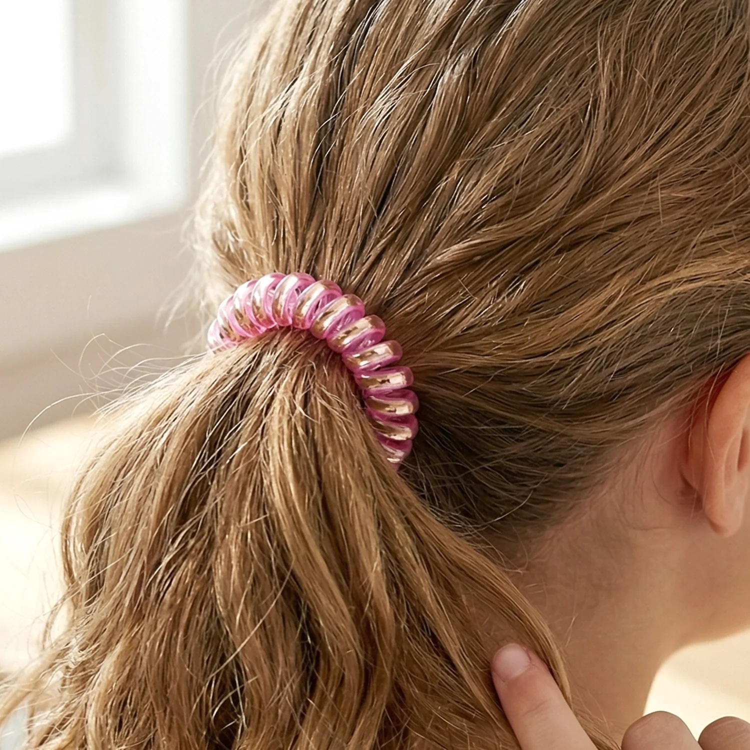 Soft Stretchable Telephone Wire Style Hair Bands Set (1 Pc, Mix Color) - Image 5