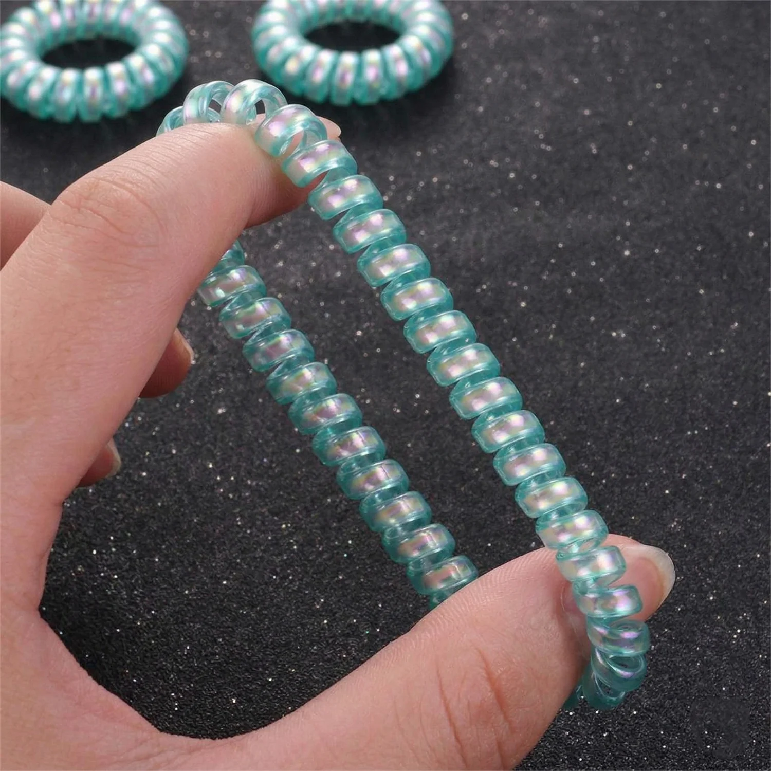 Soft Stretchable Telephone Wire Style Hair Bands Set (5 Pc, Mix Color) - Image 7