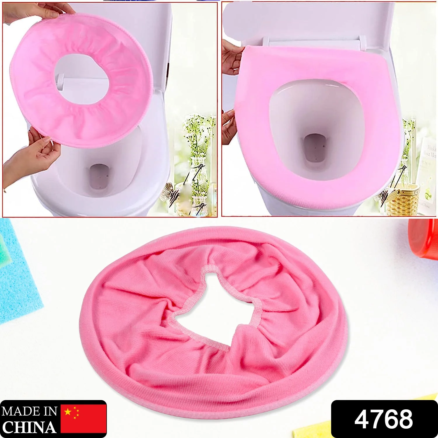 Bathroom Soft Thicker Warmer Stretchable Washable Cloth Toilet Seat Cover (1pc) - Image 3
