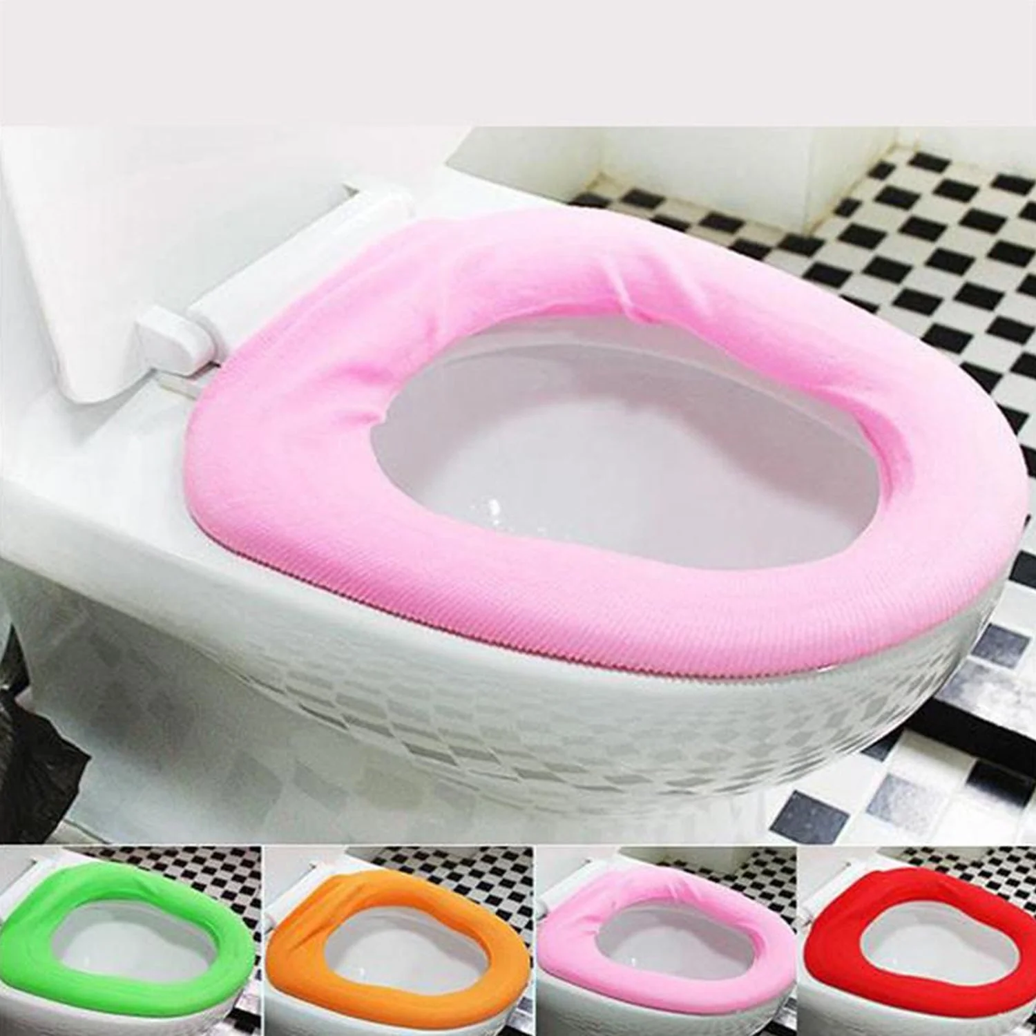 Bathroom Soft Thicker Warmer Stretchable Washable Cloth Toilet Seat Cover (1pc) - Image 4