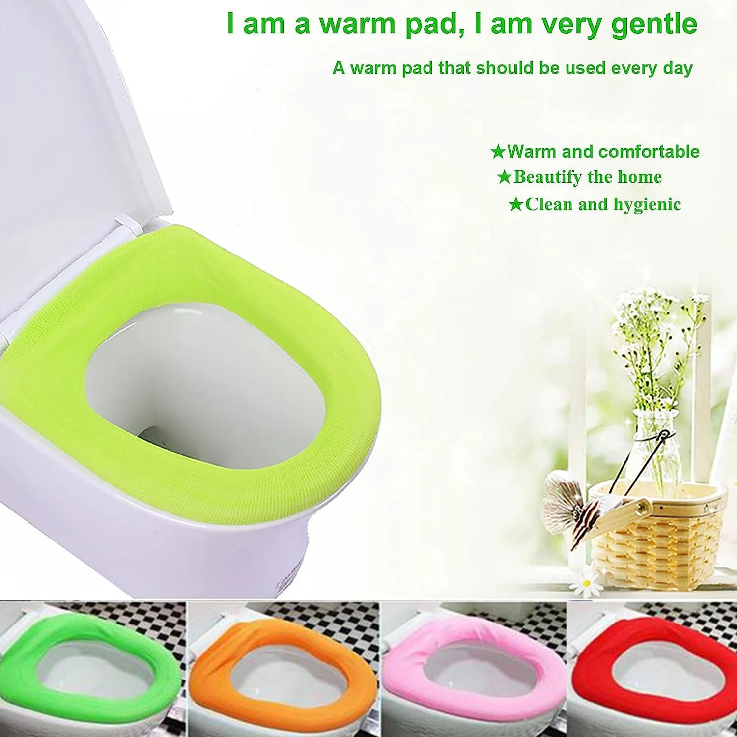 Bathroom Soft Thicker Warmer Stretchable Washable Cloth Toilet Seat Cover (1pc) - Image 5