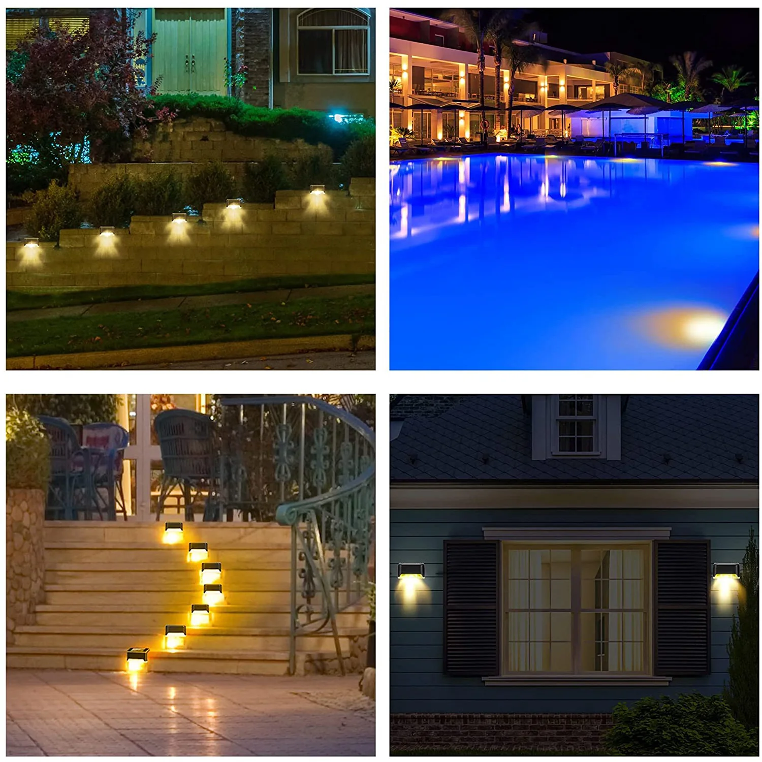 4-Piece Solar Waterproof Garden, Stair & Railing Lights - Image 6
