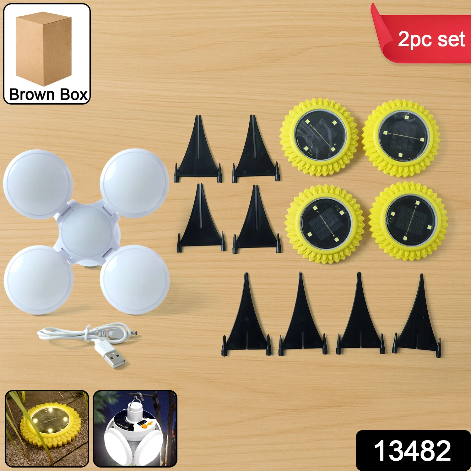 Solar Garden Decorative LED Ground Lights (2 Pc Set) - Image 2