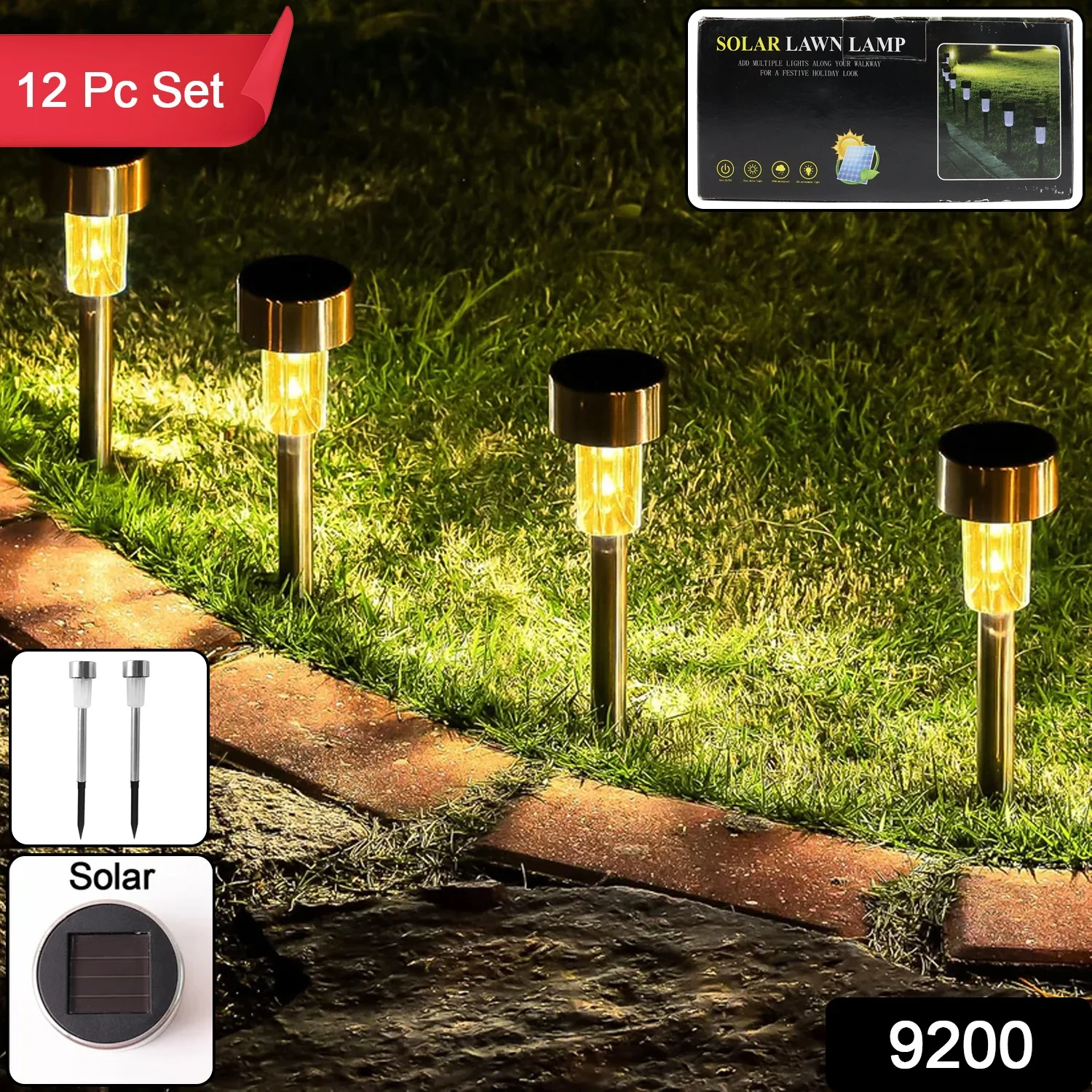 Solar Lawn Lamp Set of 12 Pc - Image 2