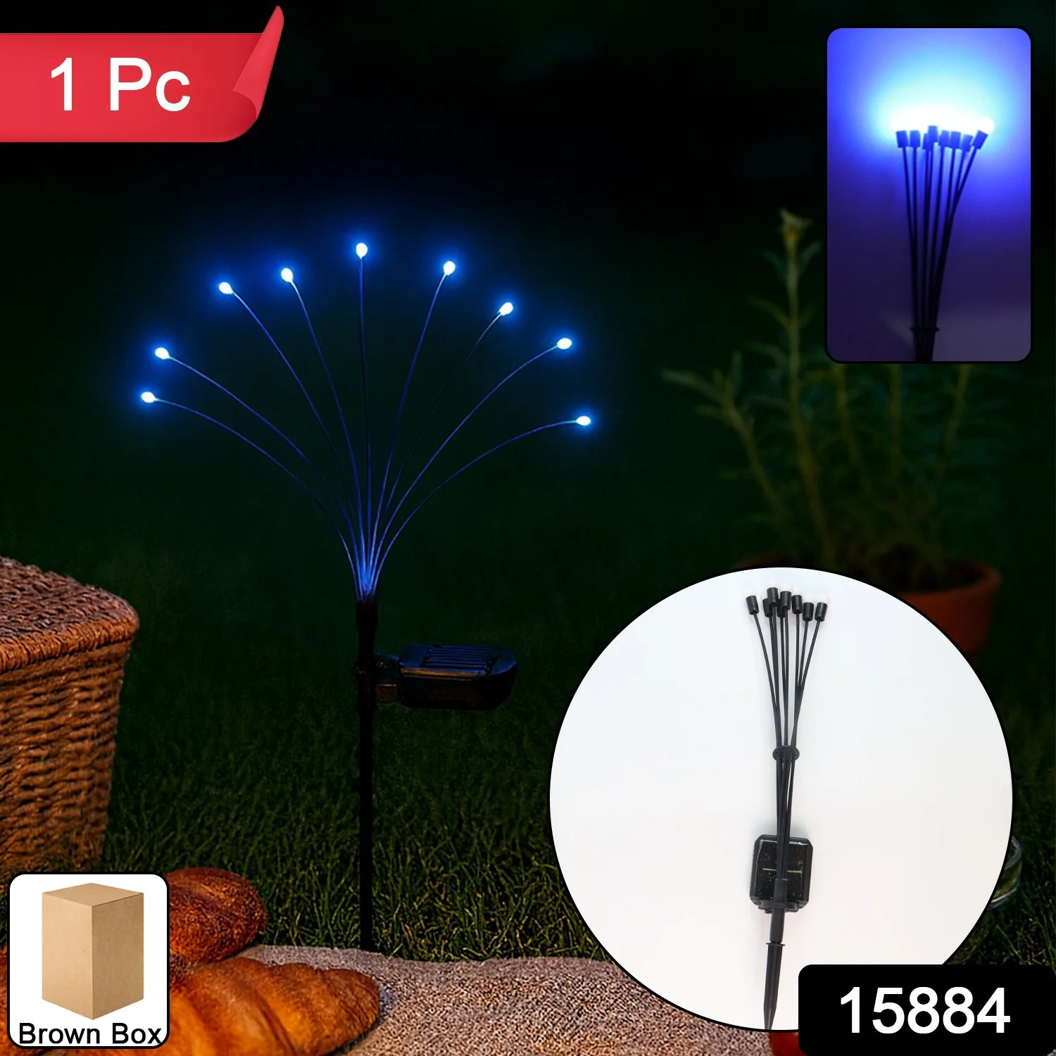 Solar LED Fiber Optic Garden Light - (1 Pc / Mix LED LIght) - Image 2
