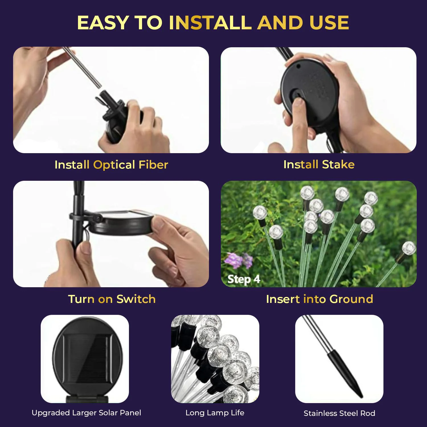 Solar LED Fiber Optic Garden Light - (1 Pc / Mix LED LIght) - Image 8