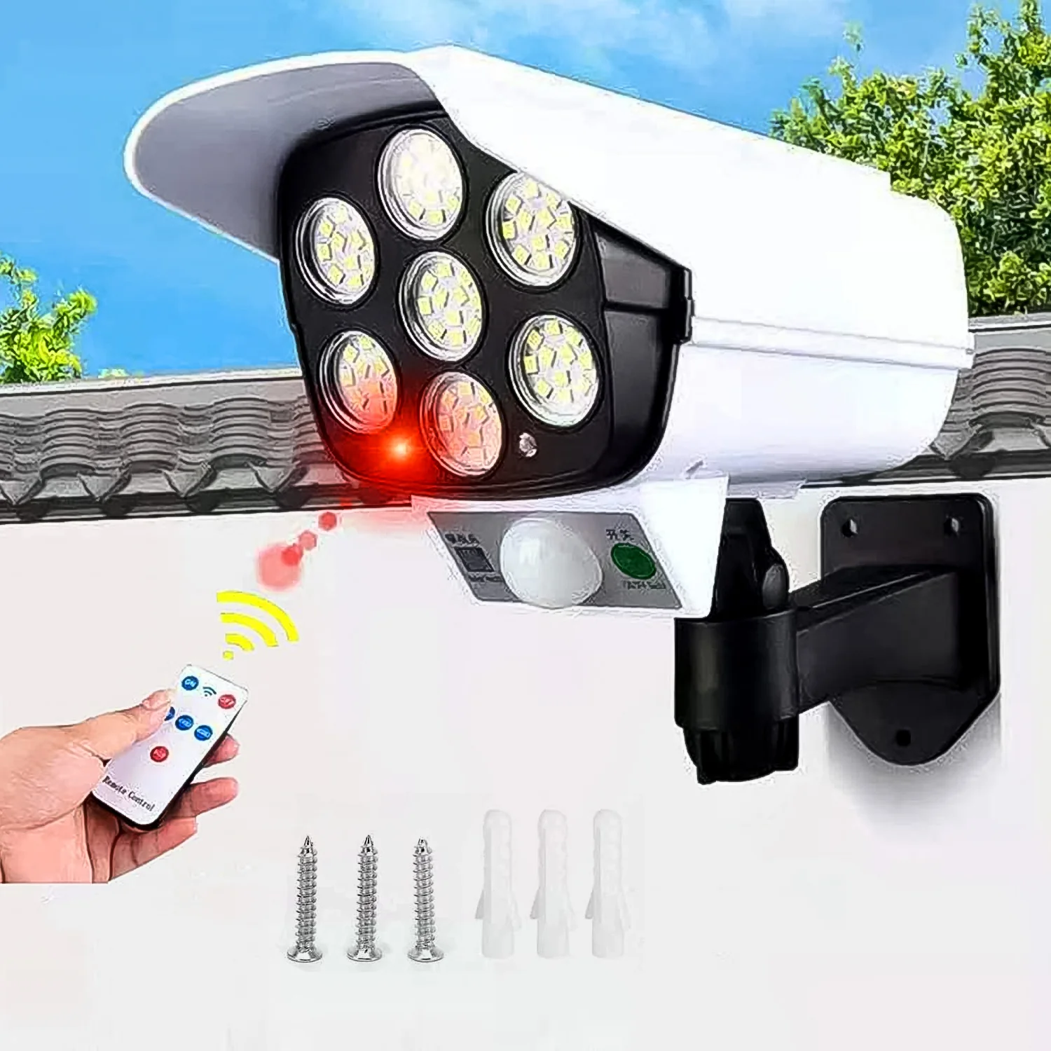 Solar Light Outdoor Motion Sensor Security Camera Shaped Dummy Wall Lamp (1 Pc) - Image 12