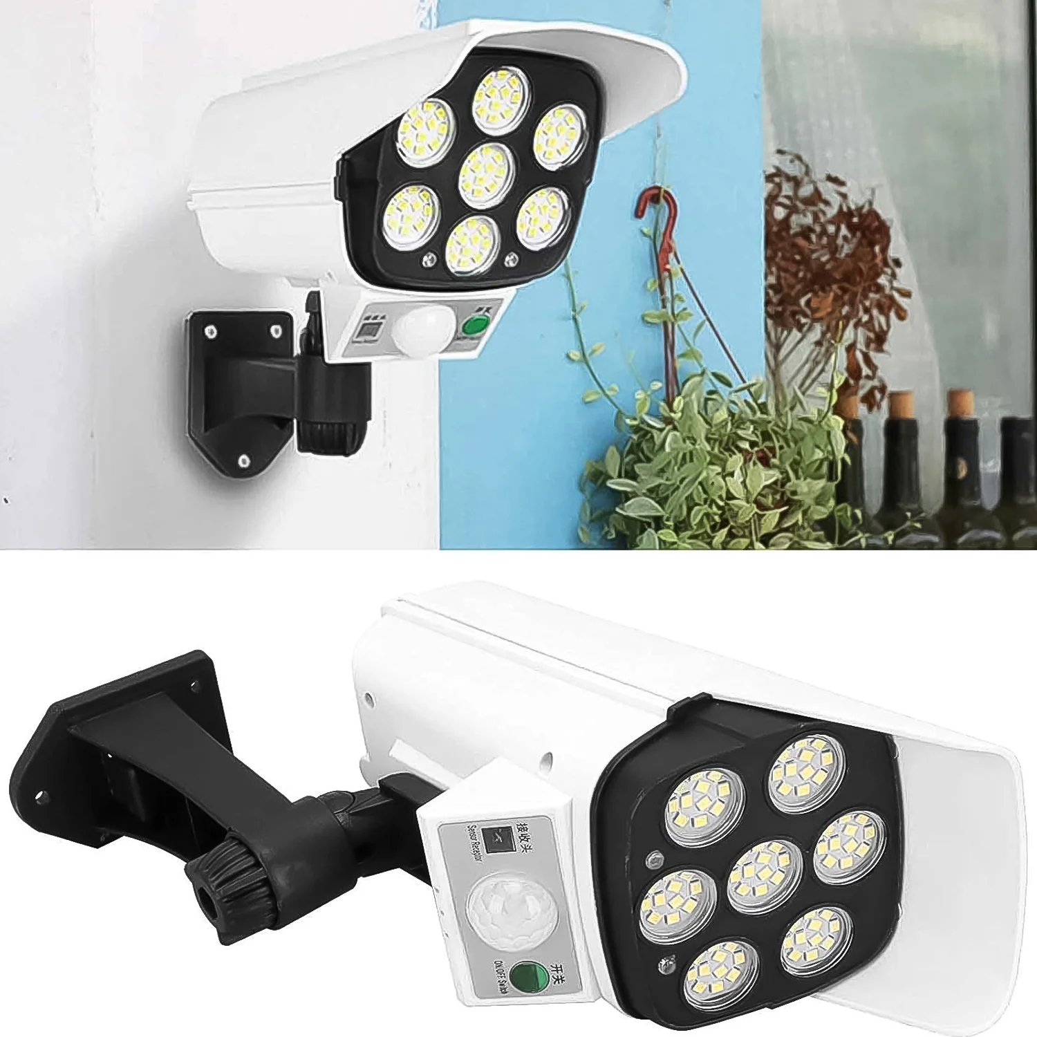 Solar Light Outdoor Motion Sensor Security Camera Shaped Dummy Wall Lamp (1 Pc) - Image 8