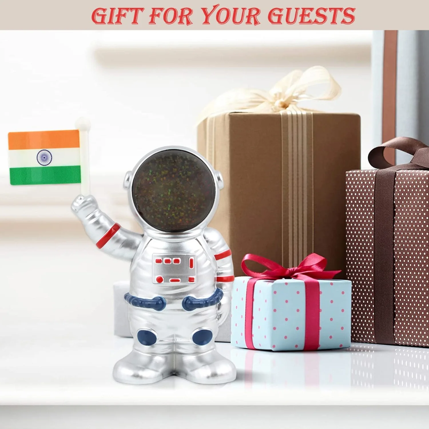 Solar Power Astronaut Ornament Moving Hand with Indian Flag (1 Pc) - Image 8