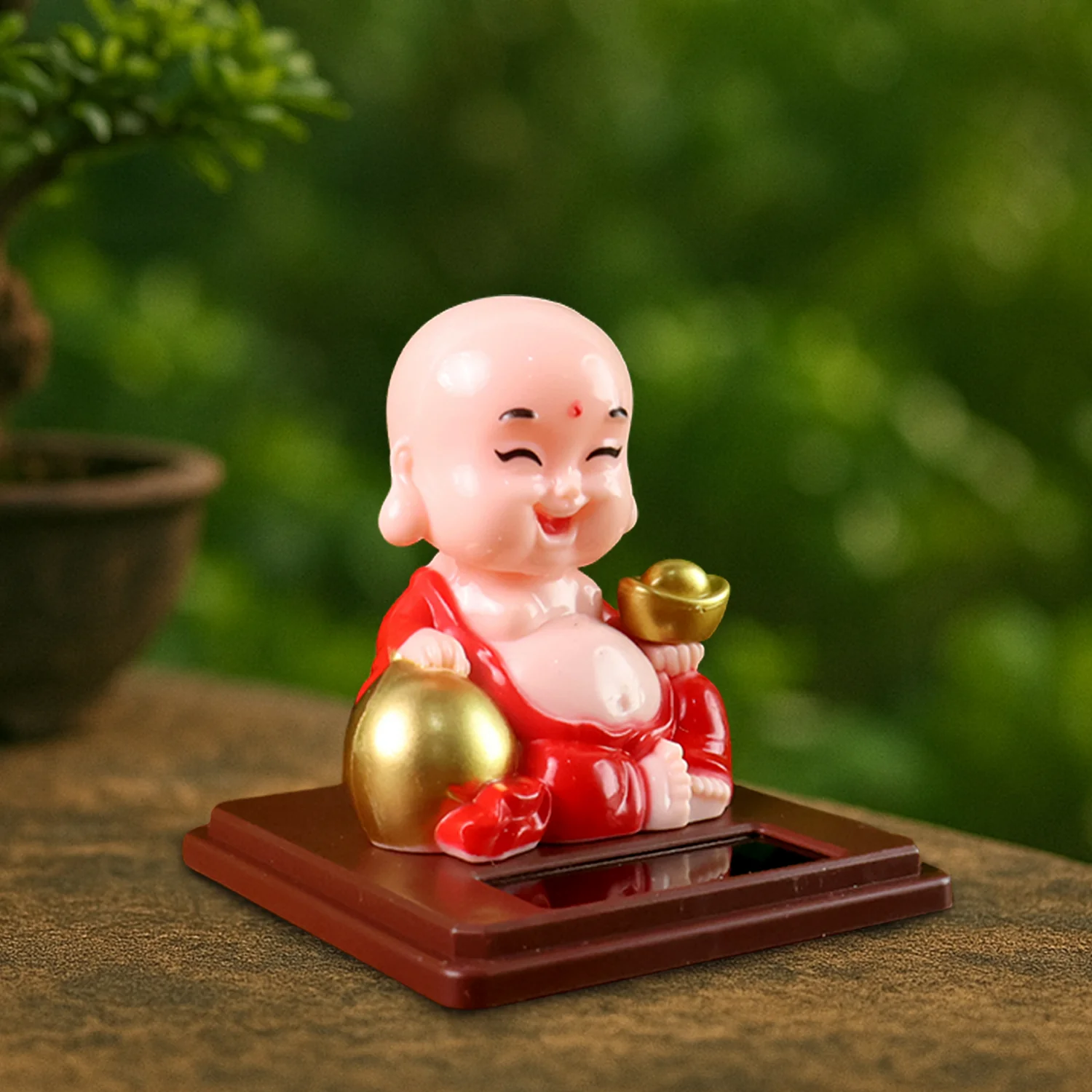 Solar Power Moving Head Buddha Statue Car Ornament (1 Pc / Mix Color) - Image 6