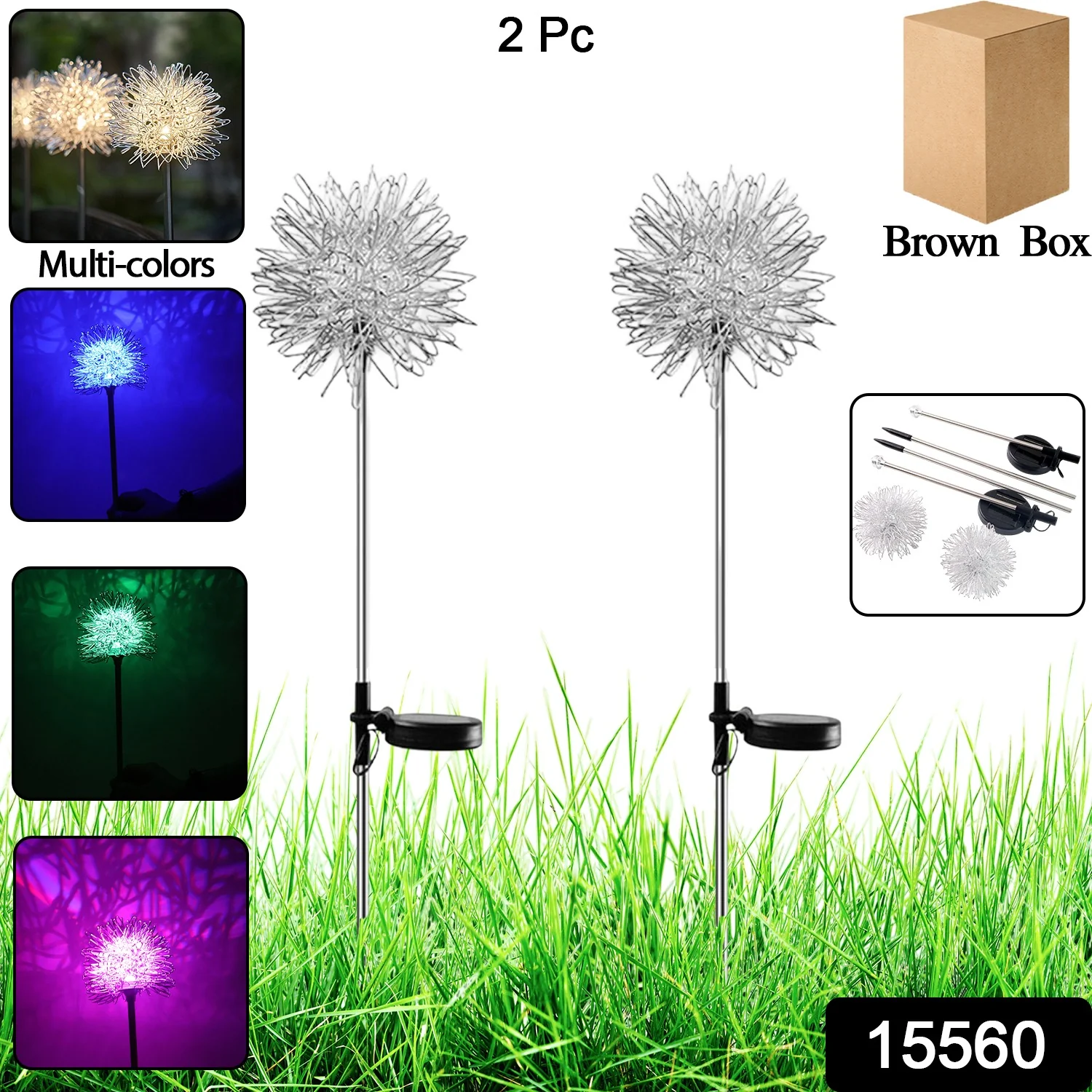Solar Powered Dandelion Garden Lights (2 Pc) - Image 2