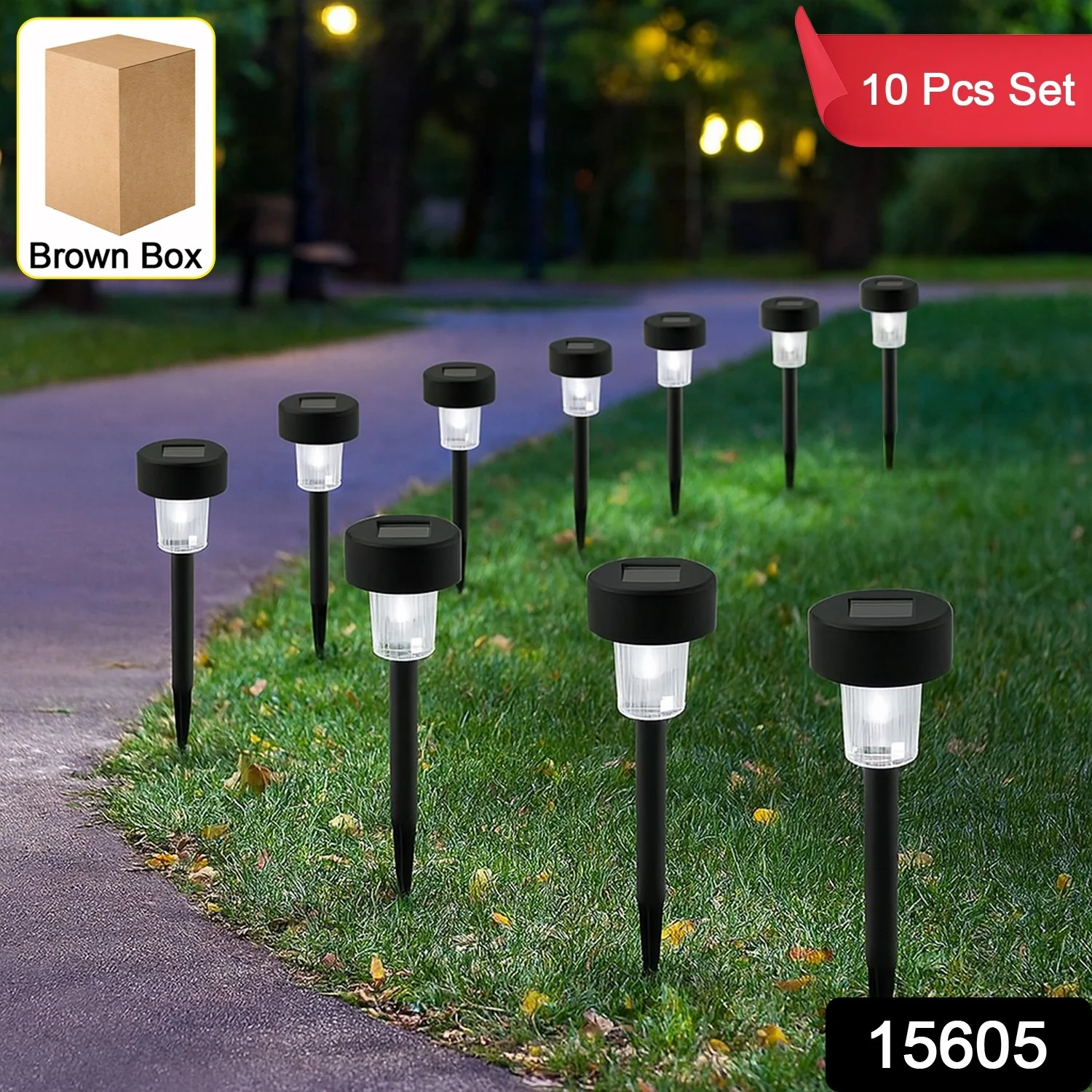 Solar Powered Garden Pathway Lights (10 Pc / Set) - Image 2