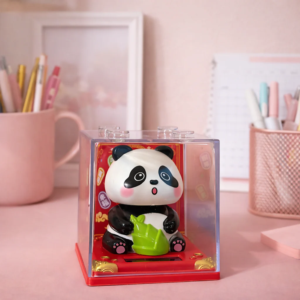 Solar Powered Head-Shaking Panda Toy • Cute Dashboard Bobble Panda - Image 4