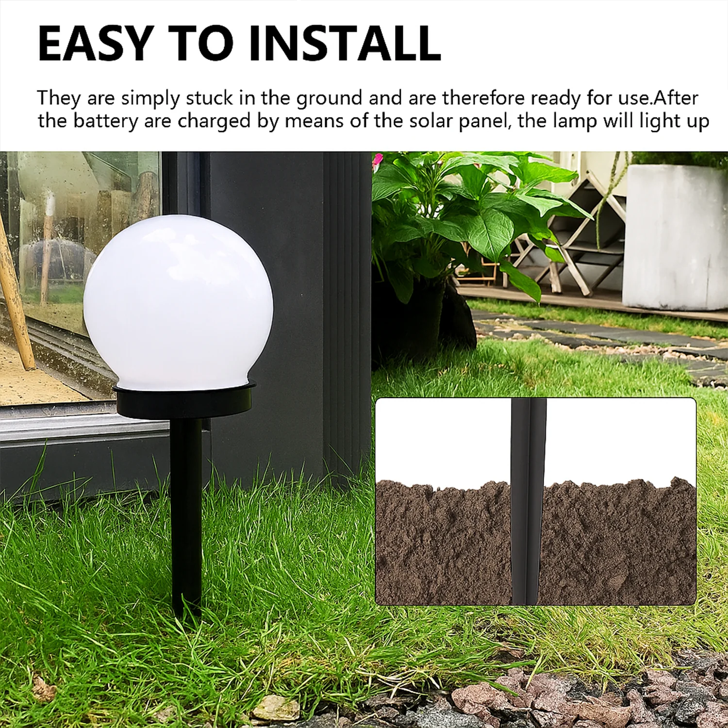 Solar-Powered LED Garden Globe Pathway Light (1 Pc) - Image 6