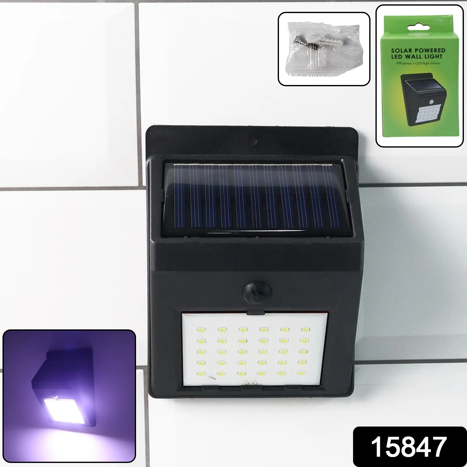 Solar Powered LED Wall Light - (1 Pc) - Image 2