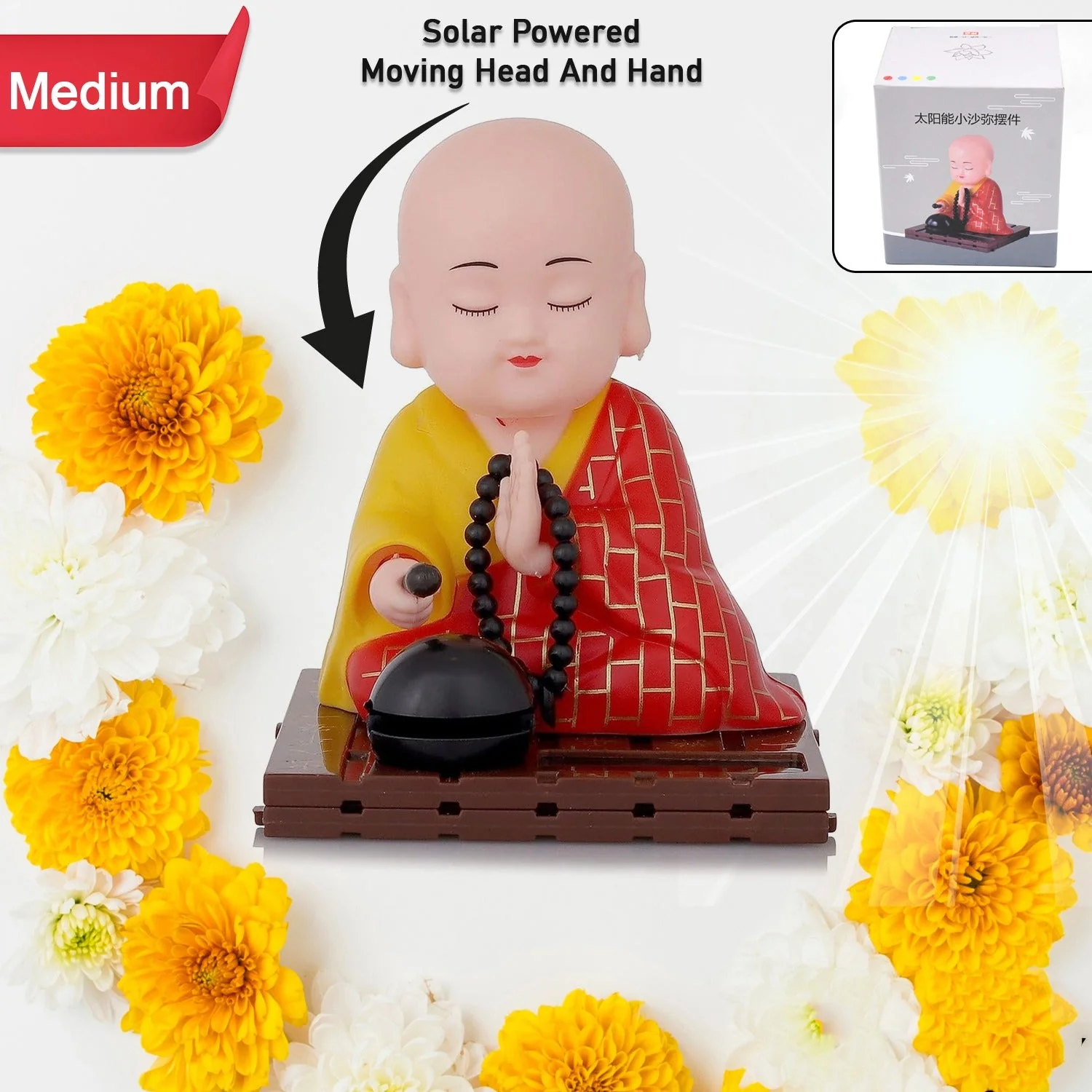 Solar Powered Sitting Buddha Statue (1 Pc / Medium) - Image 6