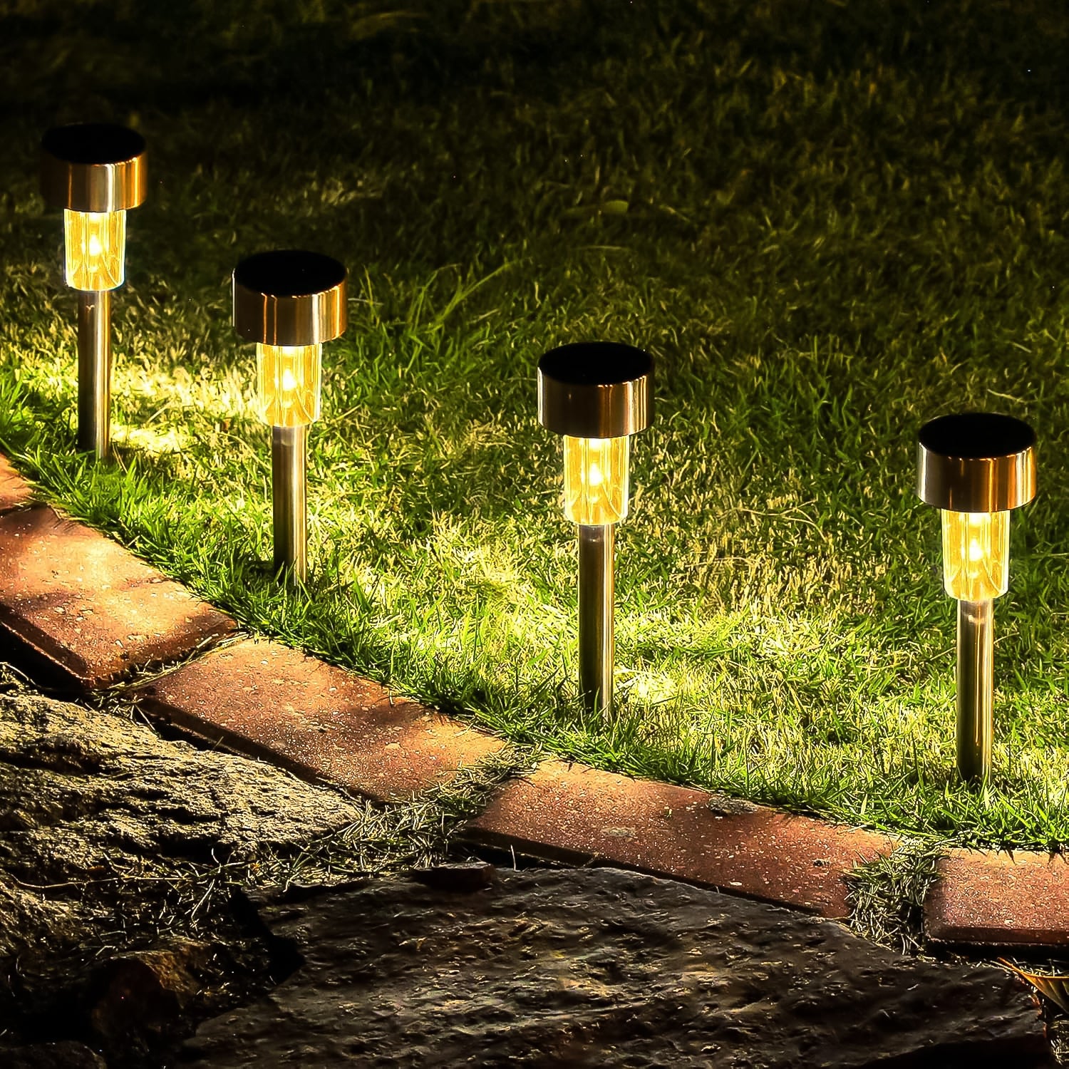 Solar-Powered Stainless Steel Garden Pathway Lights 31x4 cm (2 Pc) - Image 6