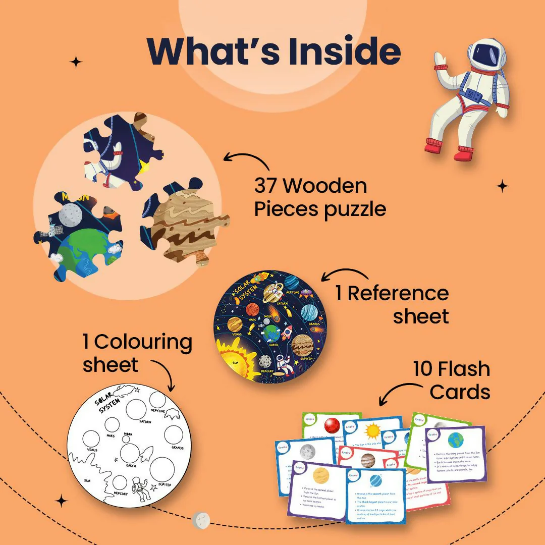 SOLAR SYSTEM PUZZLE ARYABHATTA INSPIRED - AGE 3+ (39 PUZZLE PIECES) MDF PUZZLE SERIES - Image 2